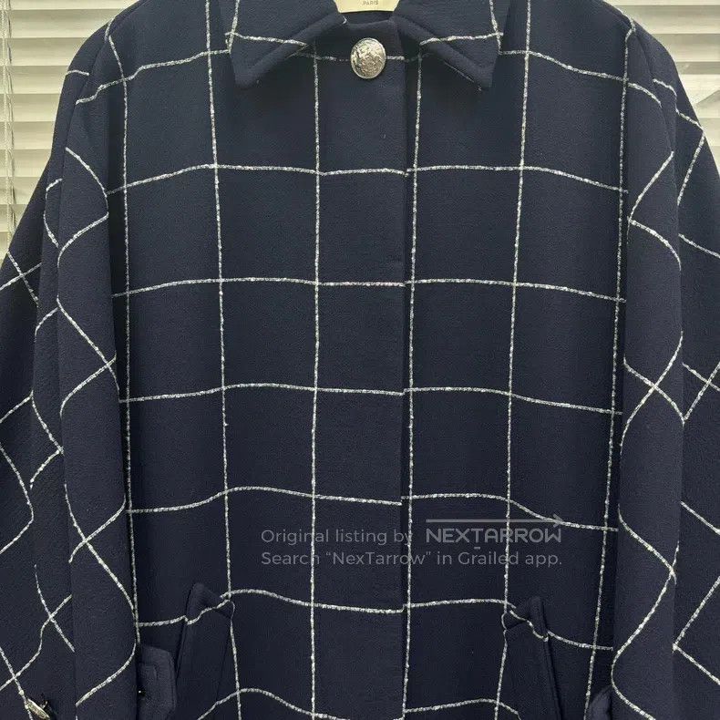 Balenciaga Balenciaga Navy blue checkered cloak coat Size XS / US 0-2 / IT 36-38 - 3 Thumbnail