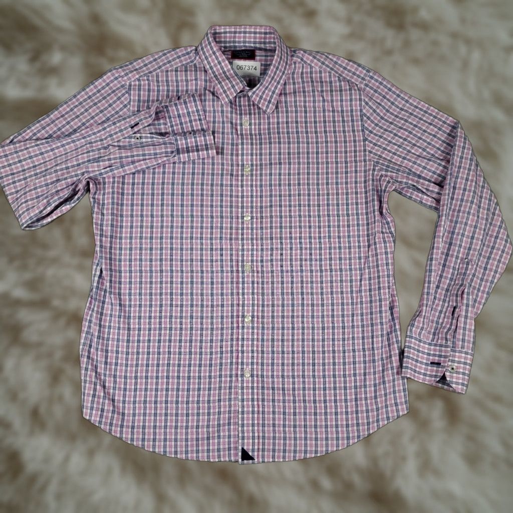 UNTUCKit UNTUCKit Shirt Mens L Pink Plaid Slim Fit Button Up Long Sleeve Cardigan? Size US L / EU 52-54 / 3 - 1 Thumbnail