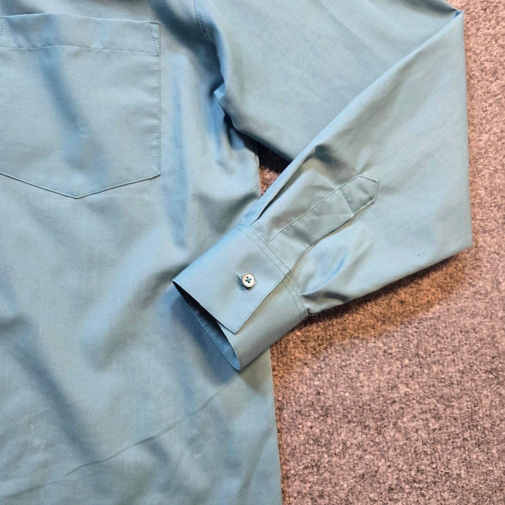 Vintage Foxcroft Top Womens 8 Green Wrinkle Free Button 3/4 Sleeve Casual Career Shirt Blouse Button Front No Iron 100% Cotton Classic Size M / US 6-8 / IT 42-44 - 4 Thumbnail