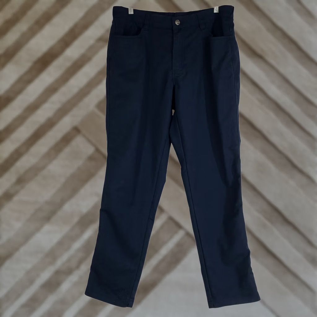 Vintage Bearbottom Clothing Mens Navy Blue Chino Pants Elastic Waist 30in Inseam 30 L Size 30 Straight Khaki/Blue Navy Size US 30 / EU 46 - 1 Thumbnail