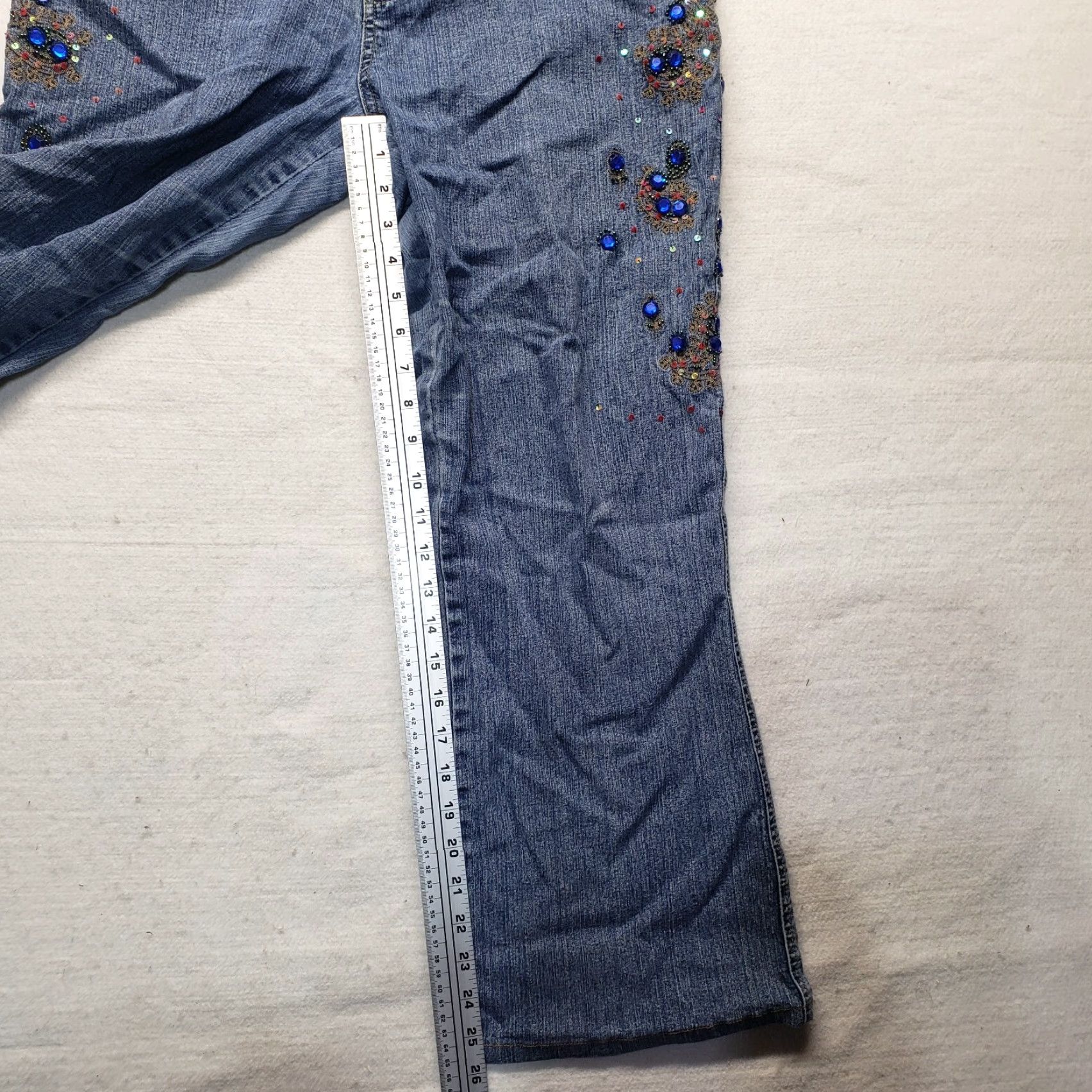 Denime metrostyle Jeans Stretch Blue Denim Pants Bling Ramie Cotton Adult Women's 14 Size 36" / US 14 / IT 50 - 6 Thumbnail