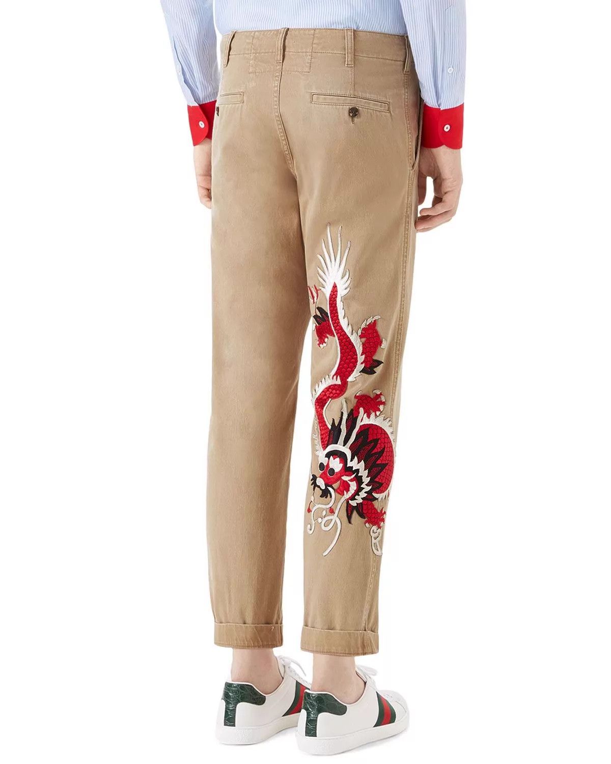 Gucci Gucci Chinese Dragon Embroidered Slim Cotton Pants 30 Size US 30 / EU 46 - 1 Thumbnail