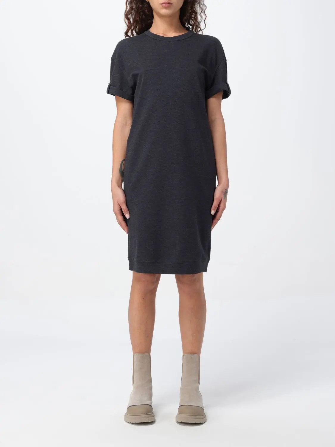 image of Brunello Cucinelli O1W1Db10524 Dress In Charcoal, Women's (Size Small)