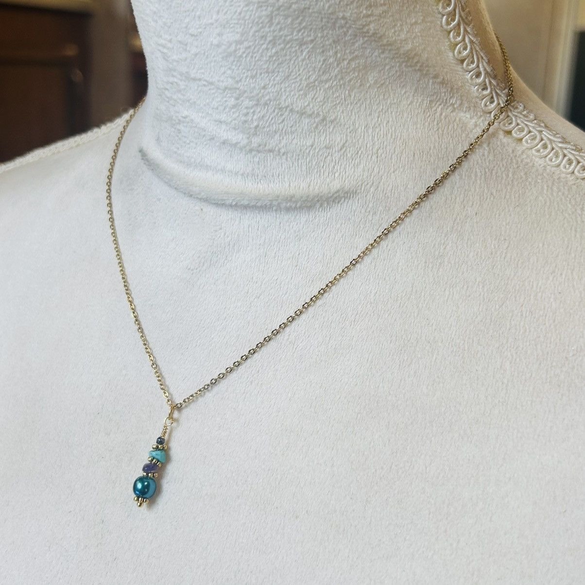 Handmade Handcrafted amethyst turquoise pearl necklace set Size ONE SIZE - 6 Thumbnail
