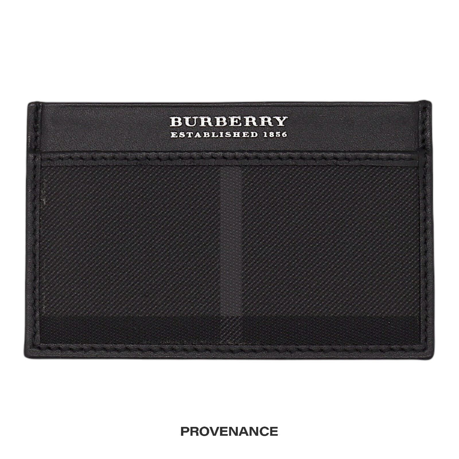 image of Burberry Card Holder Wallet - London Check in Black, Women's