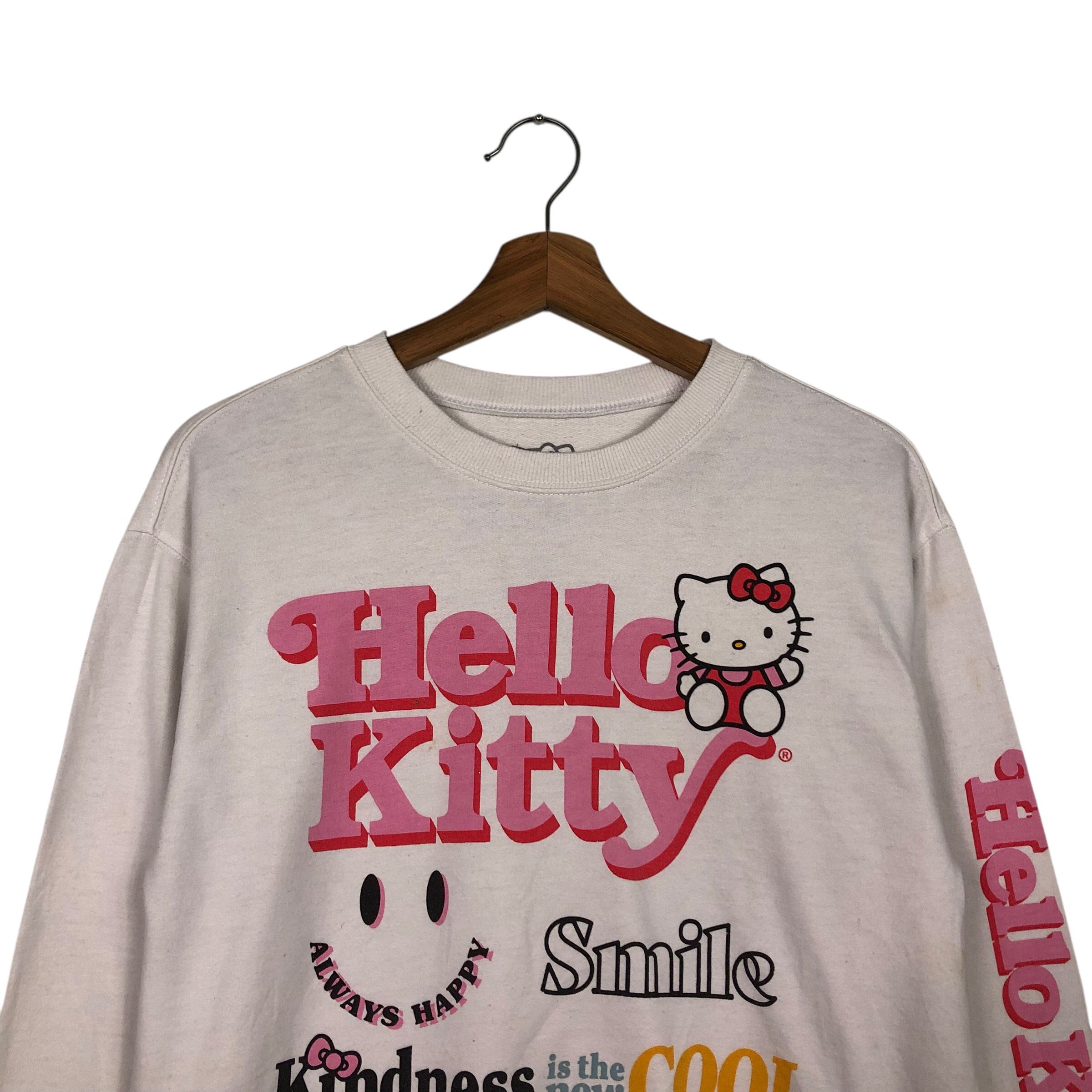 Japanese Brand 📌Vintage Cropped Sweatshirt Cartoon Hello Kitty Big Logo Size US XS / EU 42 / 0 - 4 Thumbnail