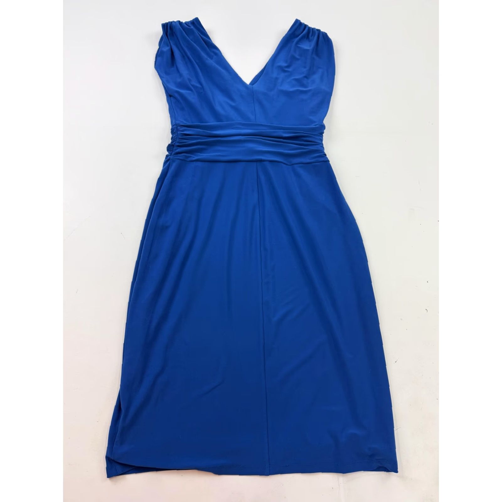 Ralph Lauren VINTAGE LRL Ralph Lauren Dress Womens 10 Blue Sleeveless Ruched Faux Wrap Sheath Size L / US 10 / IT 46 - 3 Thumbnail