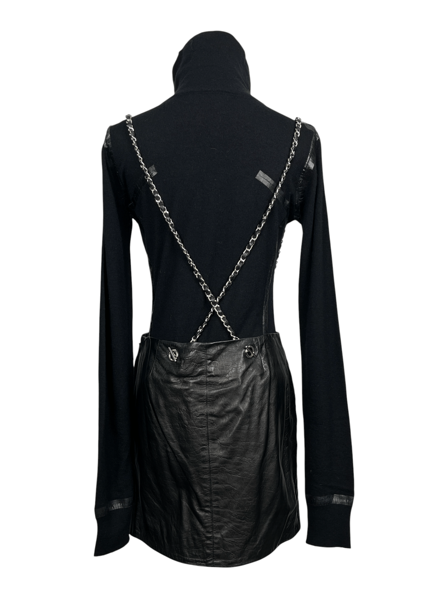 Chanel Chanel Black Quilted Lambskin Skirt With Chain Suspenders Size 26" / US 2 / IT 38 - 2 Thumbnail
