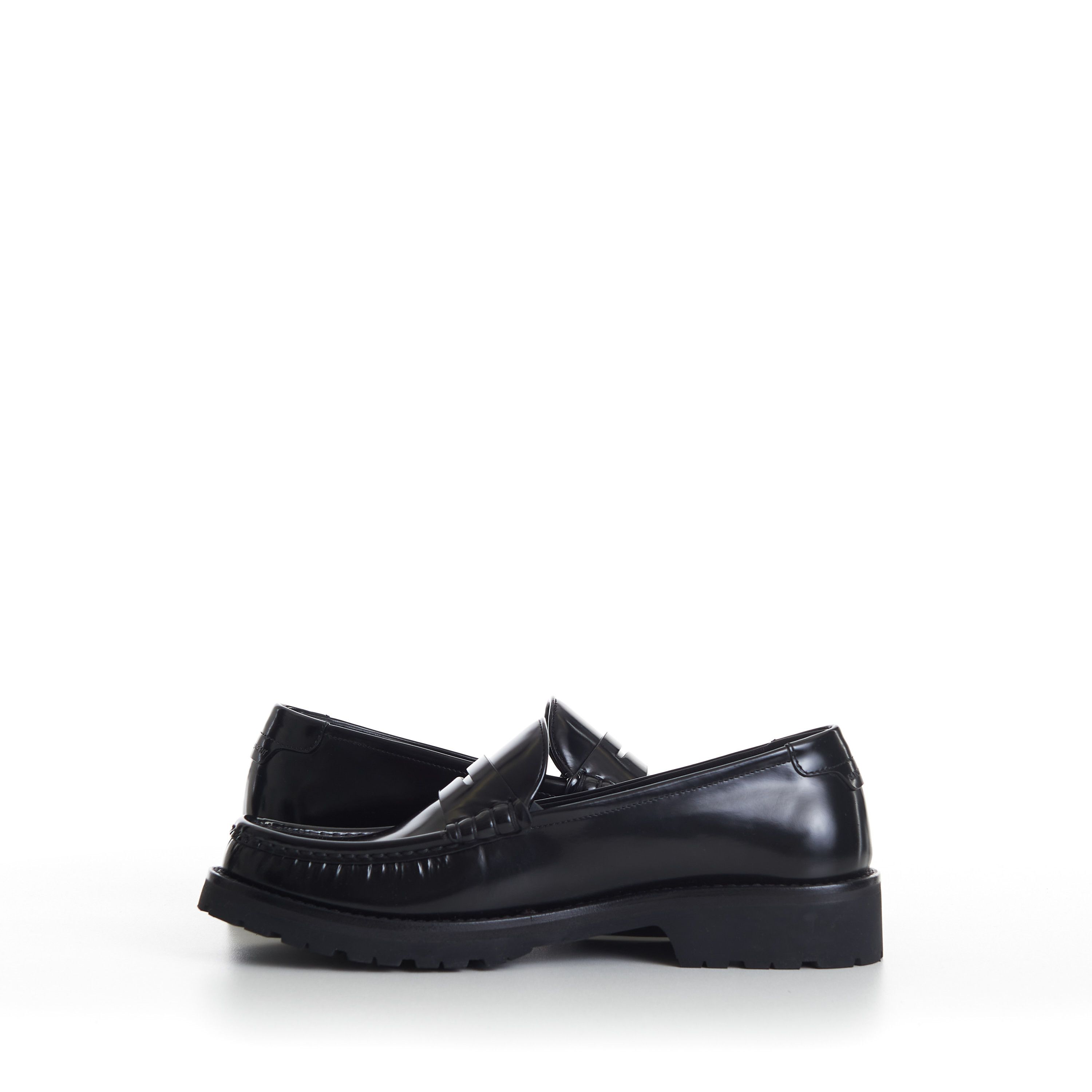 Saint Laurent Paris Black Penny Loafers - Chunky Sole, Glazed Leather, YSL Size US 11 / EU 44 - 10 Thumbnail