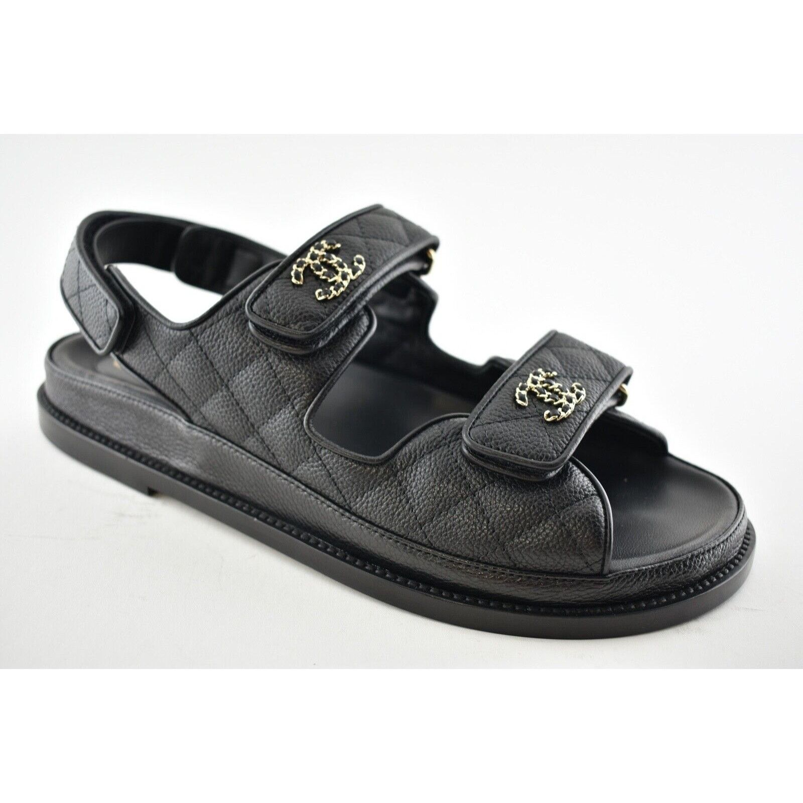 Chanel Chanel REV Black Caviar Gold CC Logo Mule Slide Strap Flat Size US 8.5 / IT 38.5 - 3 Thumbnail