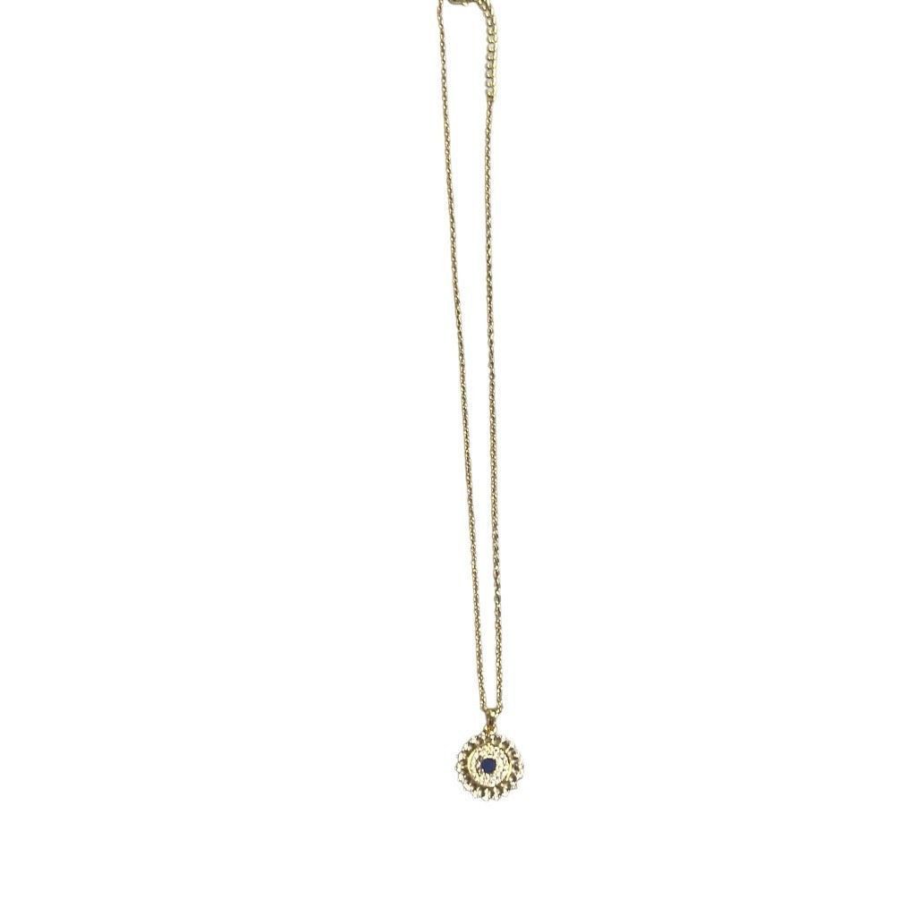 Other Evil Eye Gold Blue Bling Sunburst Adjustable Fashion Necklac Size ONE SIZE - 4 Thumbnail