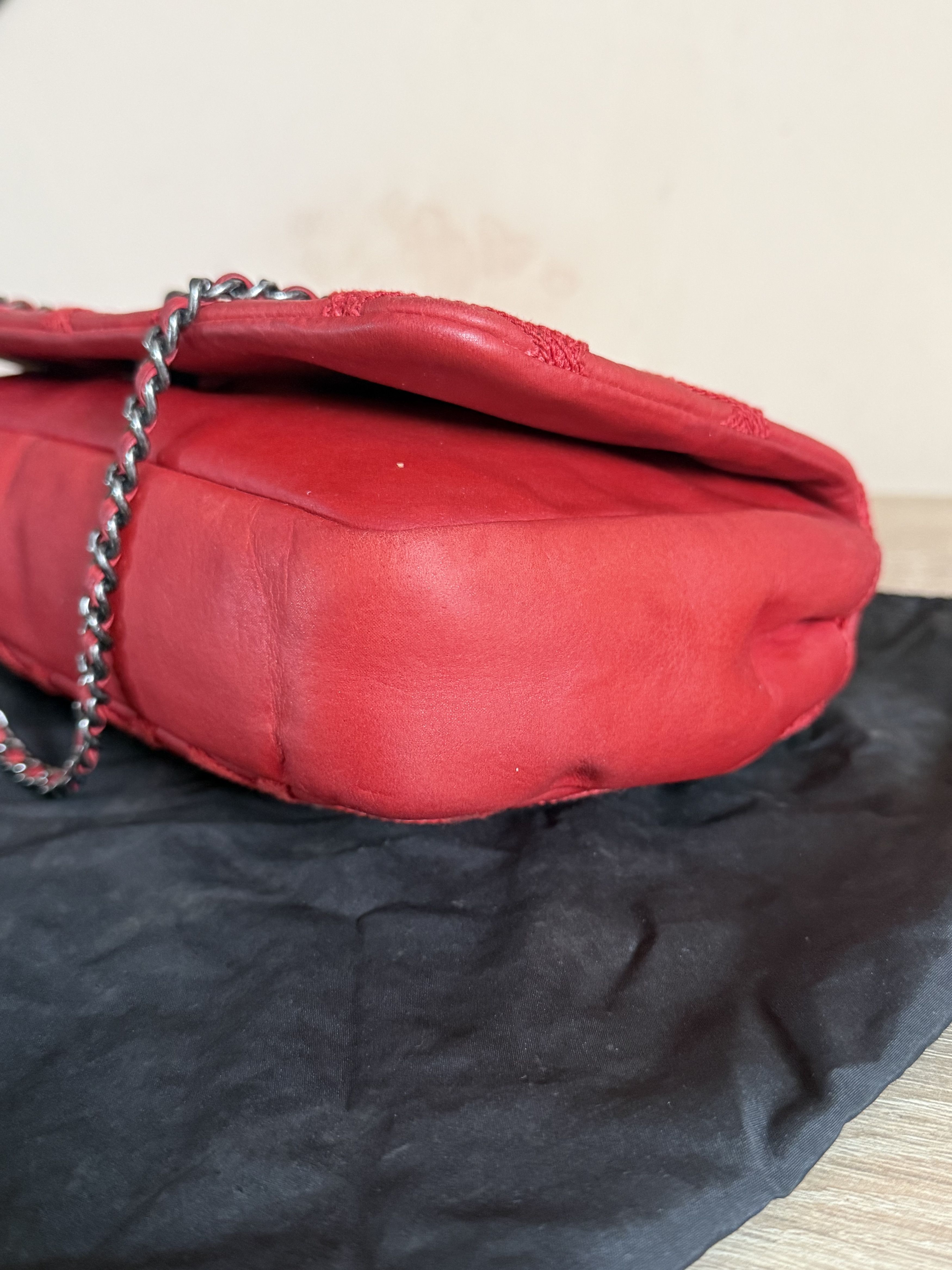 Chanel CHANEL Diamond Stitch Quilted Chain Flap Bag Red Calfskin Size ONE SIZE - 5 Thumbnail
