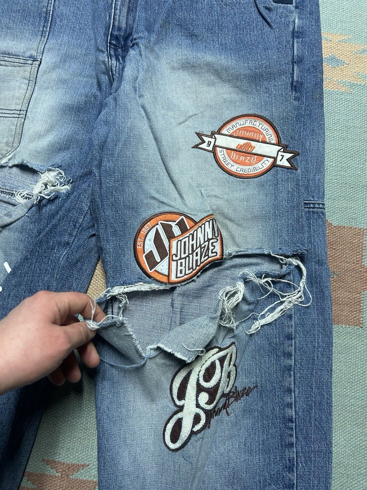 Vintage y2k baggy jeans Johnny blaze distressed wide patched 38x32 Size US 38 / EU 54 - 3 Thumbnail