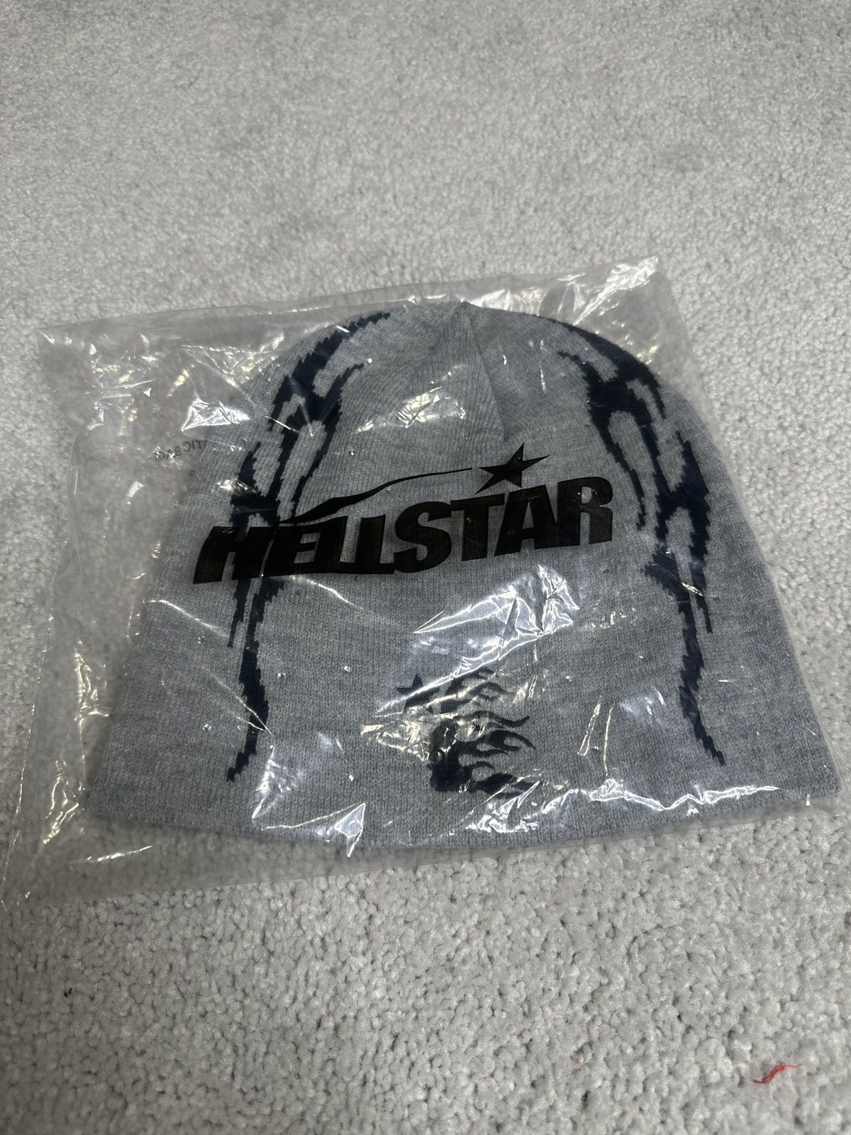 image of Hellstar Flame Grey Beanie, Men's