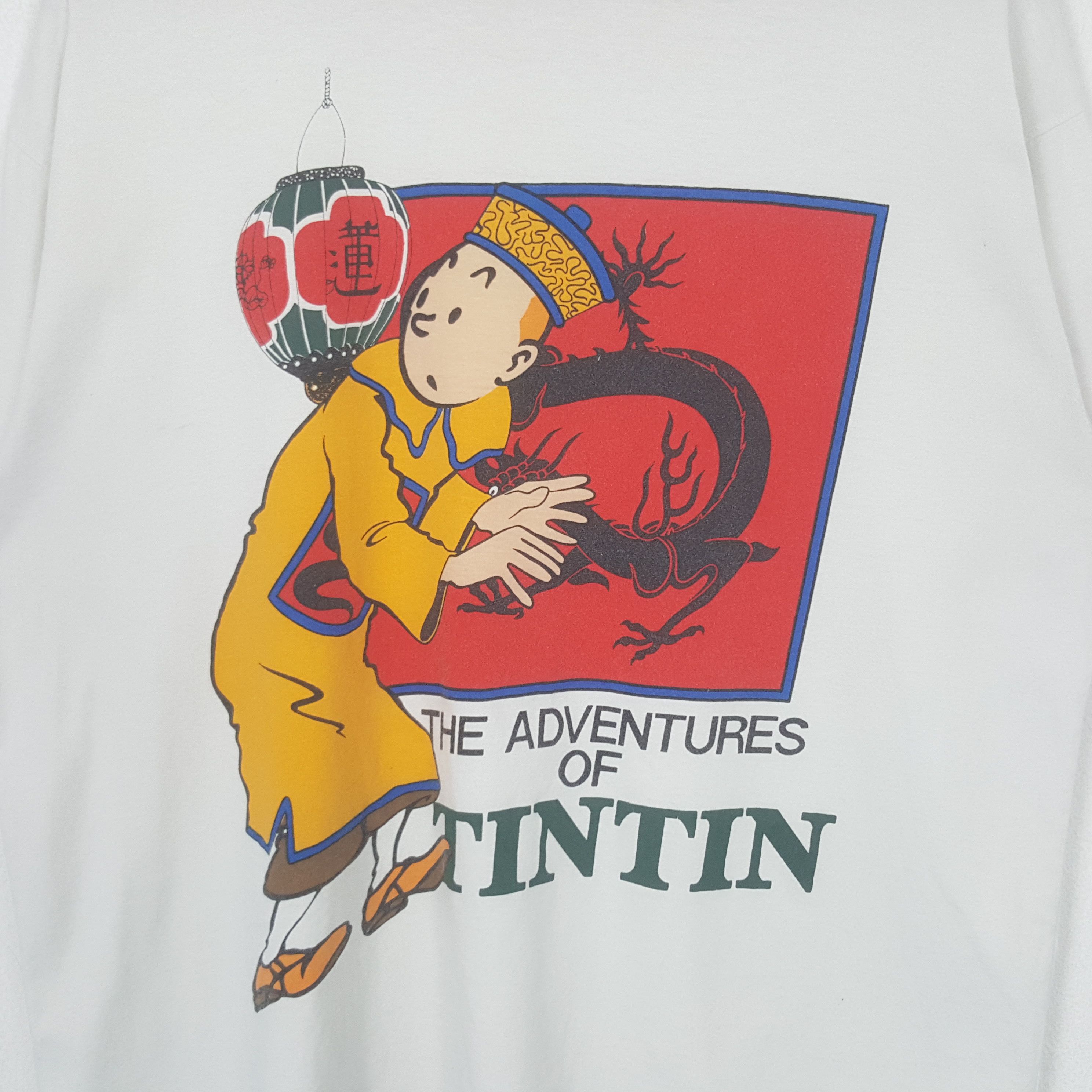 Chocolate Vintage The Adventured Of Tintin Cartoon Tshirt C299N10 Size US L / EU 52-54 / 3 - 2 Thumbnail