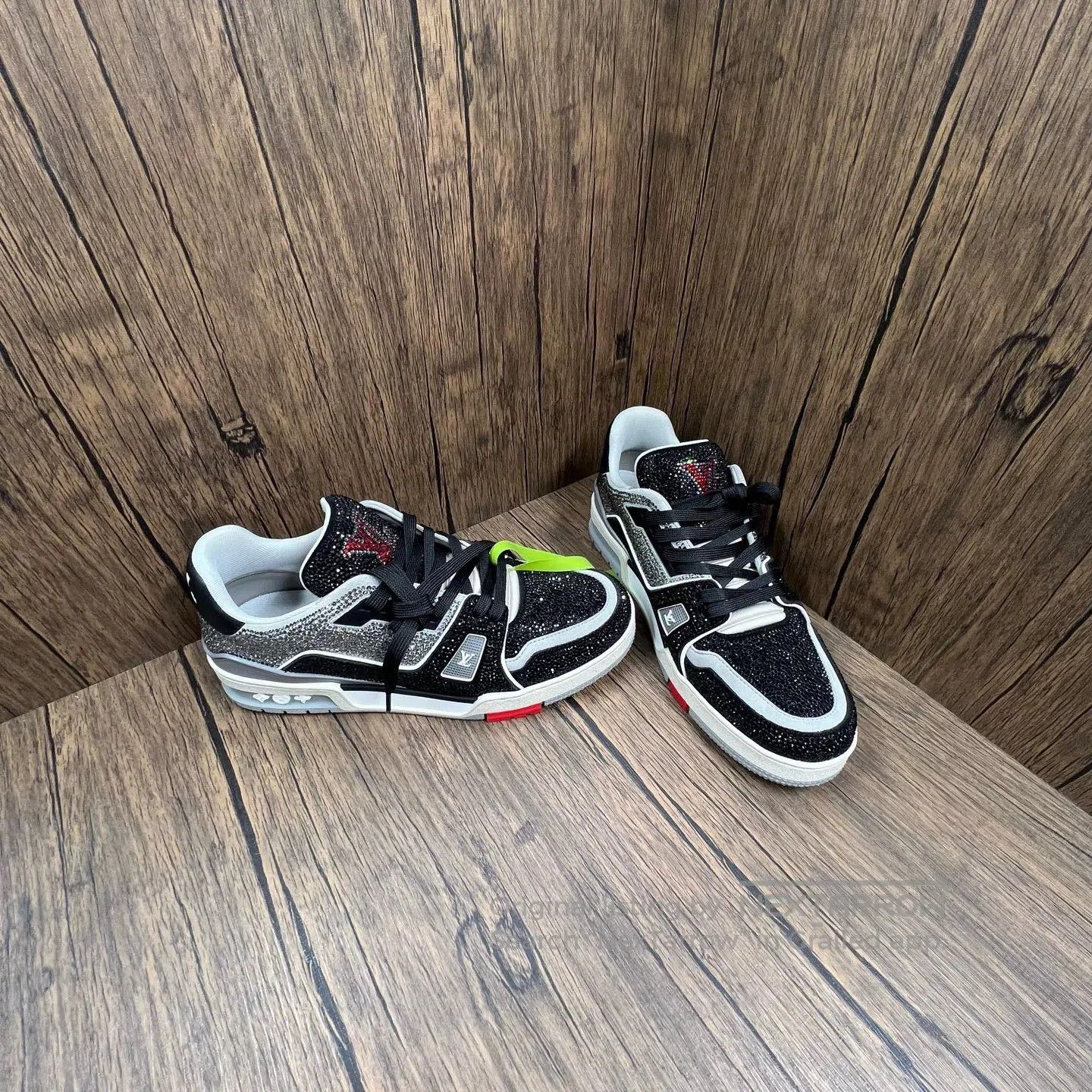 Louis Vuitton LV Trainer Full Diamond Black Sneakers. Size US 10.5 / EU 43-44 - 5 Thumbnail