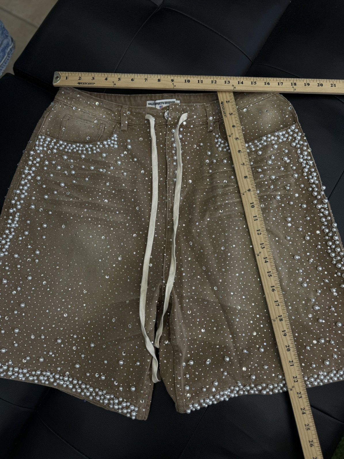 Vale Valley Rhinestone Crystal Shorts Denim Tan Size 32 Size US 32 / EU 48 - 6 Thumbnail