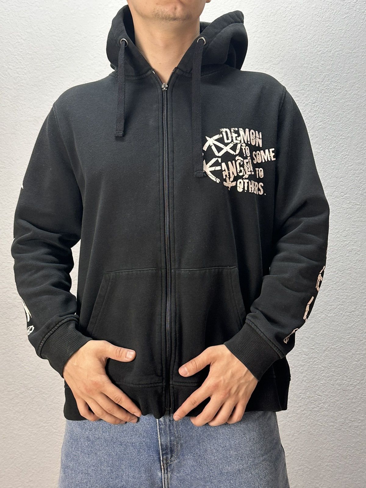 Japanese Brand × Vintage Vintage Hoodie Bones Dragon rock gothic sk8 avangarde Size US M / EU 48-50 / 2 - 3 Thumbnail
