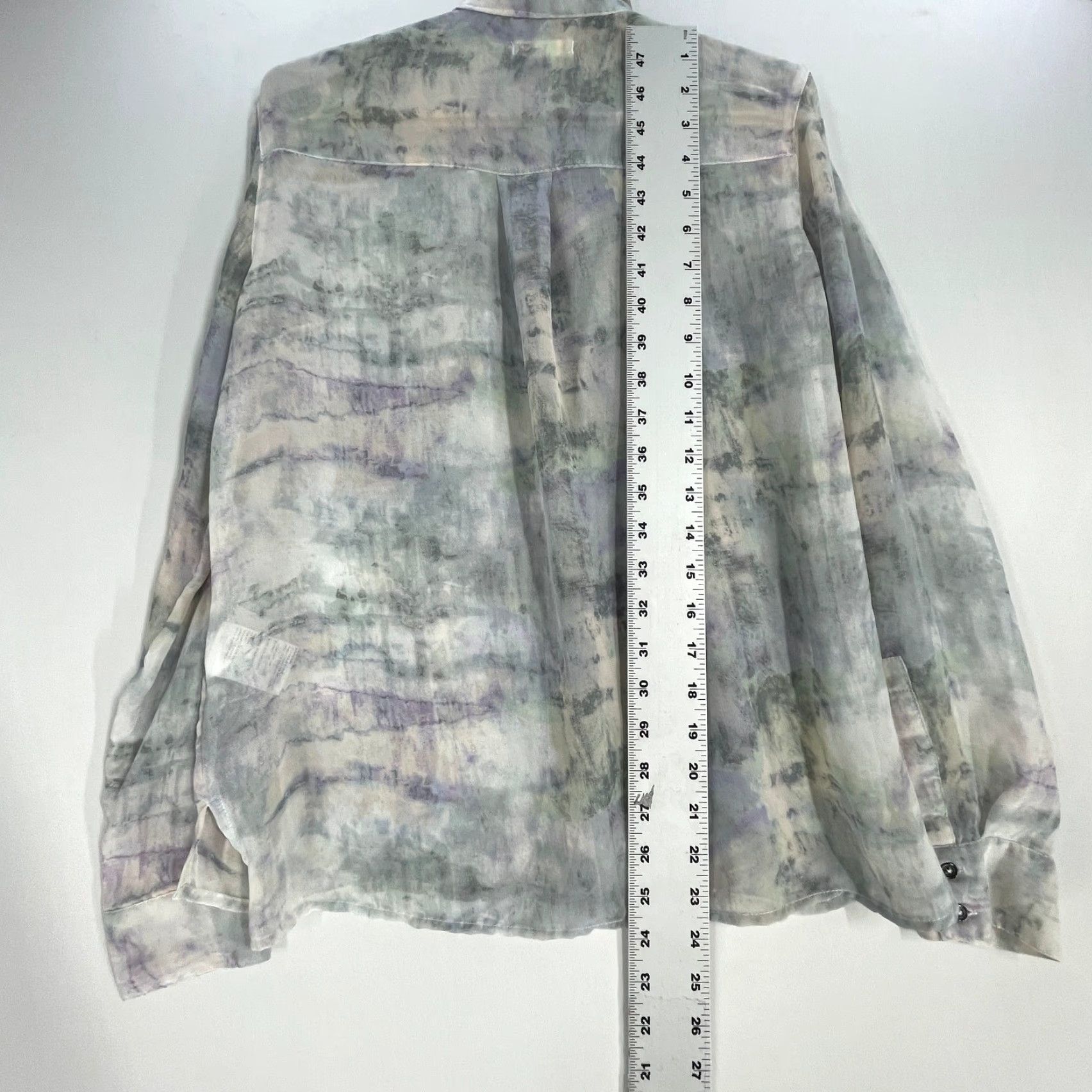 Vintage Silence + Noise Blouse M Purple Sheer Long Sleeve Button Up Collared Women Casual Business All Seasons Size M / US 6-8 / IT 42-44 - 4 Thumbnail