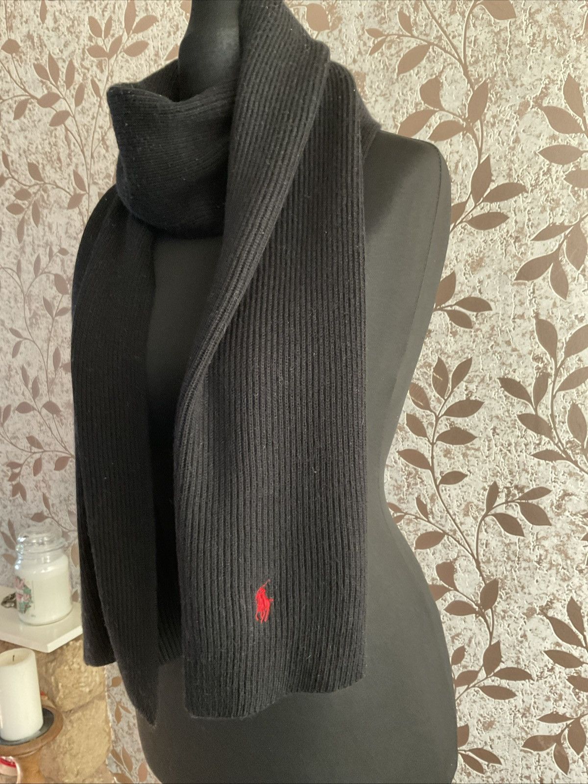 Polo Ralph Lauren Unisex Ralph Lauren Merino Wool Scalf In Black Size ONE SIZE - 3 Thumbnail