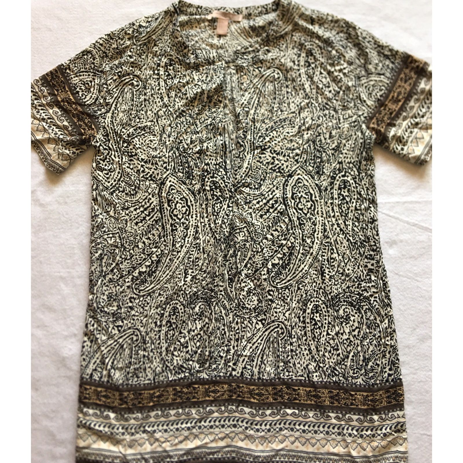 Forever 21 FOREVER 21 Shirt Dress Tunic / B7 / Ivory Black Animal Print / Button-Up / Collared / Sleeveless Long Shirt Dress / L / Women Size L / US 10 / IT 46 - 2 Thumbnail