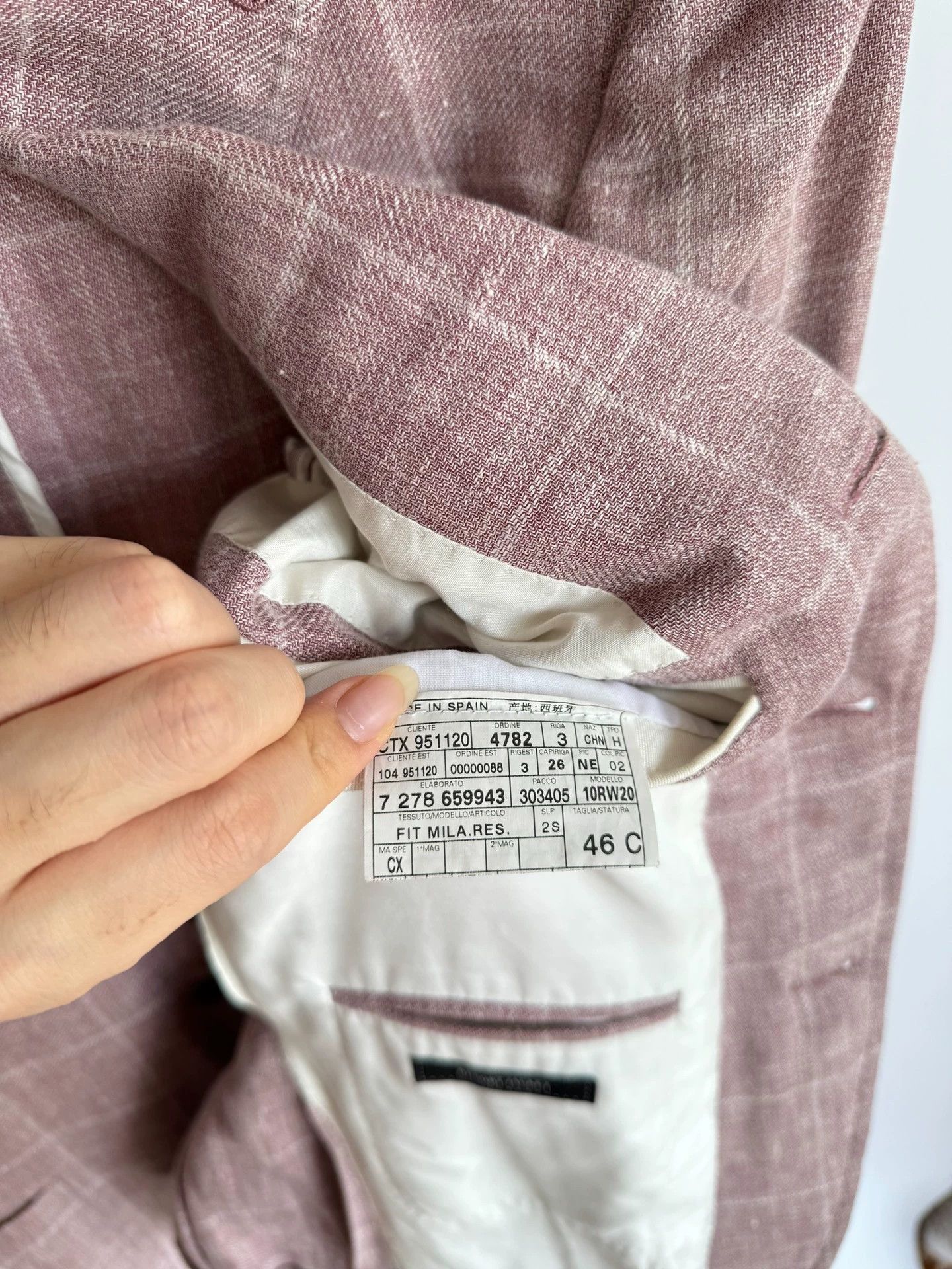 Ermenegildo Zegna Zegna 46 Linen Wool Silk Pink Check 3 Roll 2 Blazer Size 46R - 7 Thumbnail