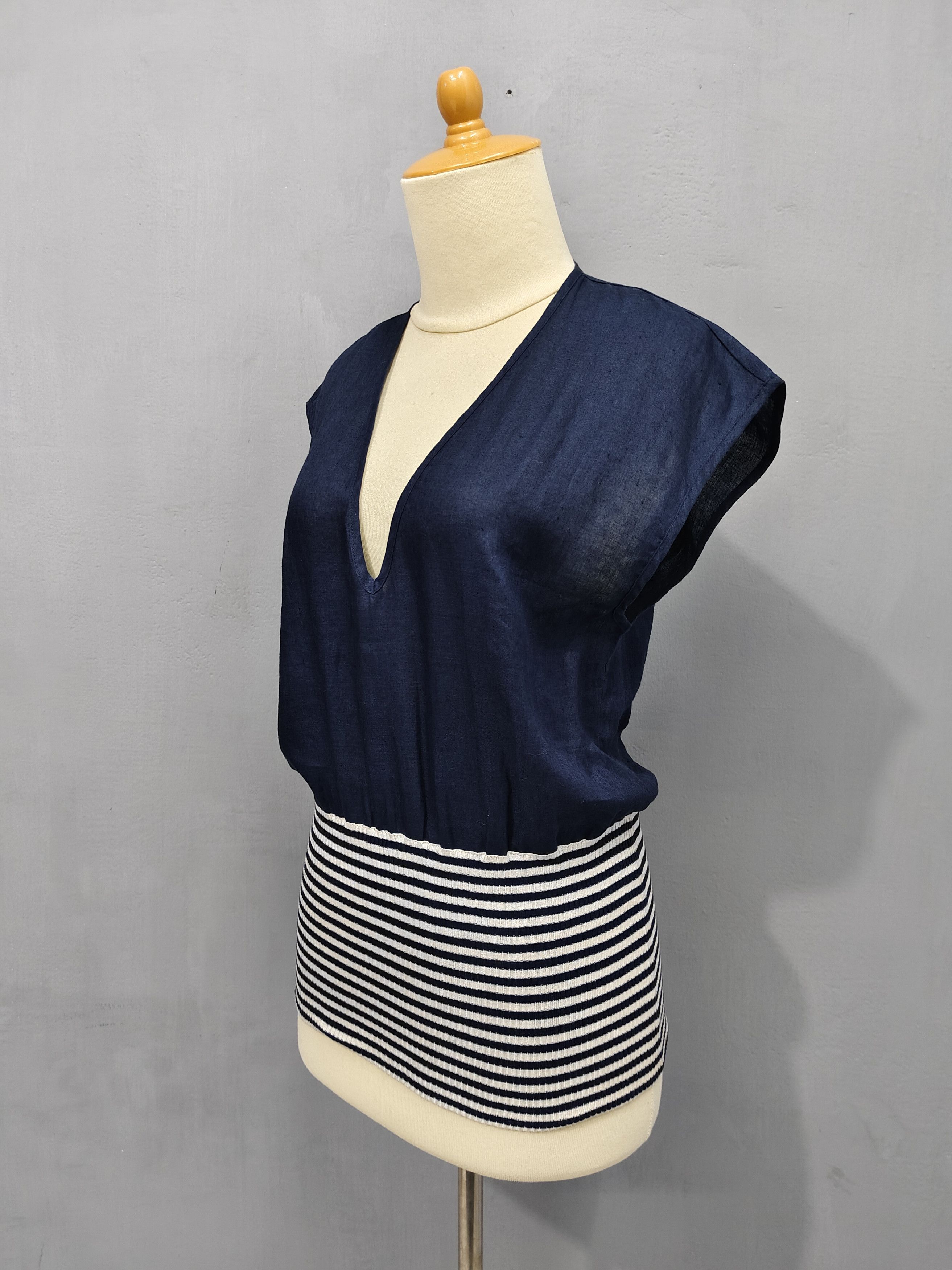Valentino 90s Valentino Garavani - Miss V Striped Knit Waist Linen Size M / US 6-8 / IT 42-44 - 3 Thumbnail