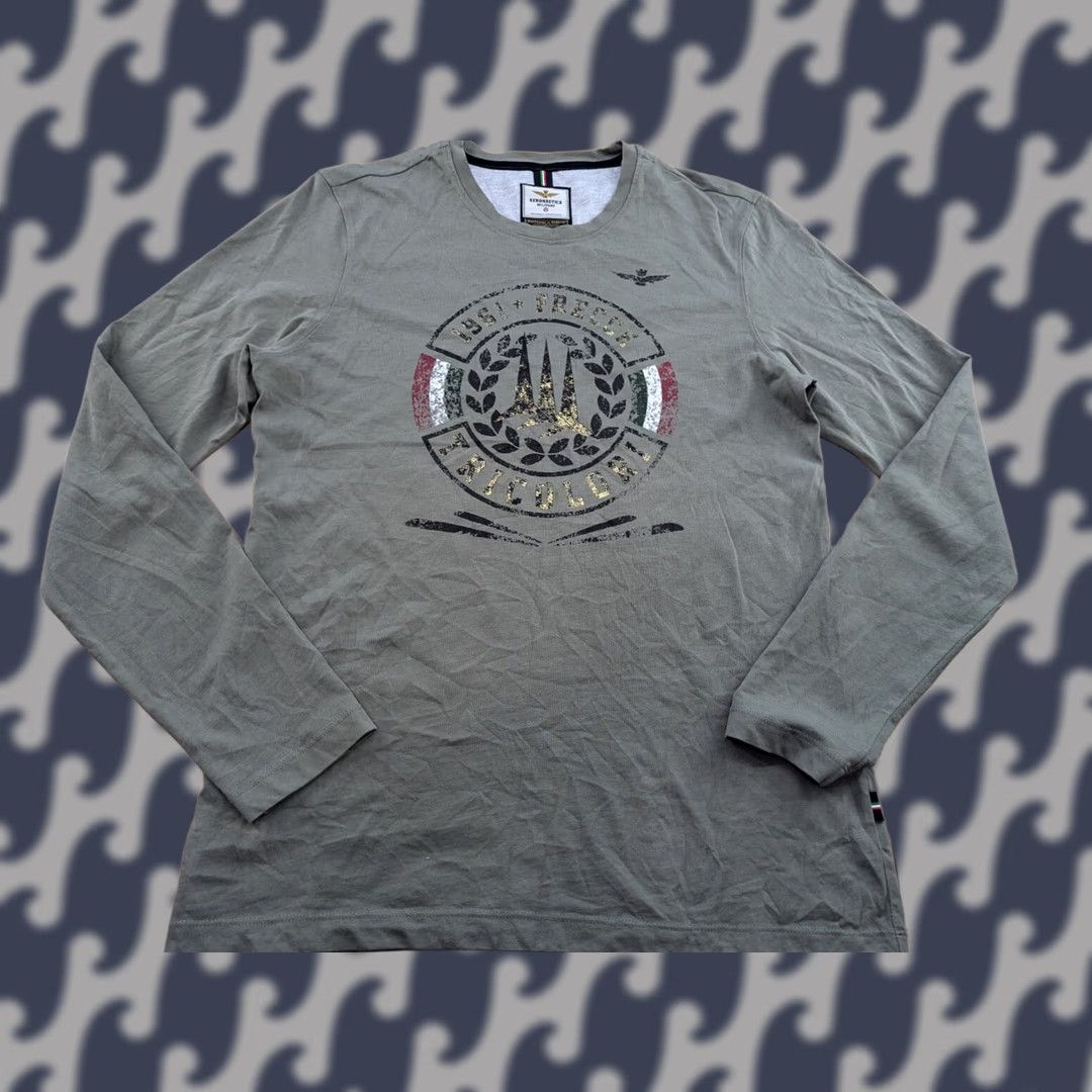 Aeronautica Militare Aeronautica Militare Mens Shirt Sz L Round neck Long sleeves Green Cotton Canvas T-Shirt Moisture Wicking Boys Mens (no N/A) Size US L / EU 52-54 / 3 - 1 Thumbnail