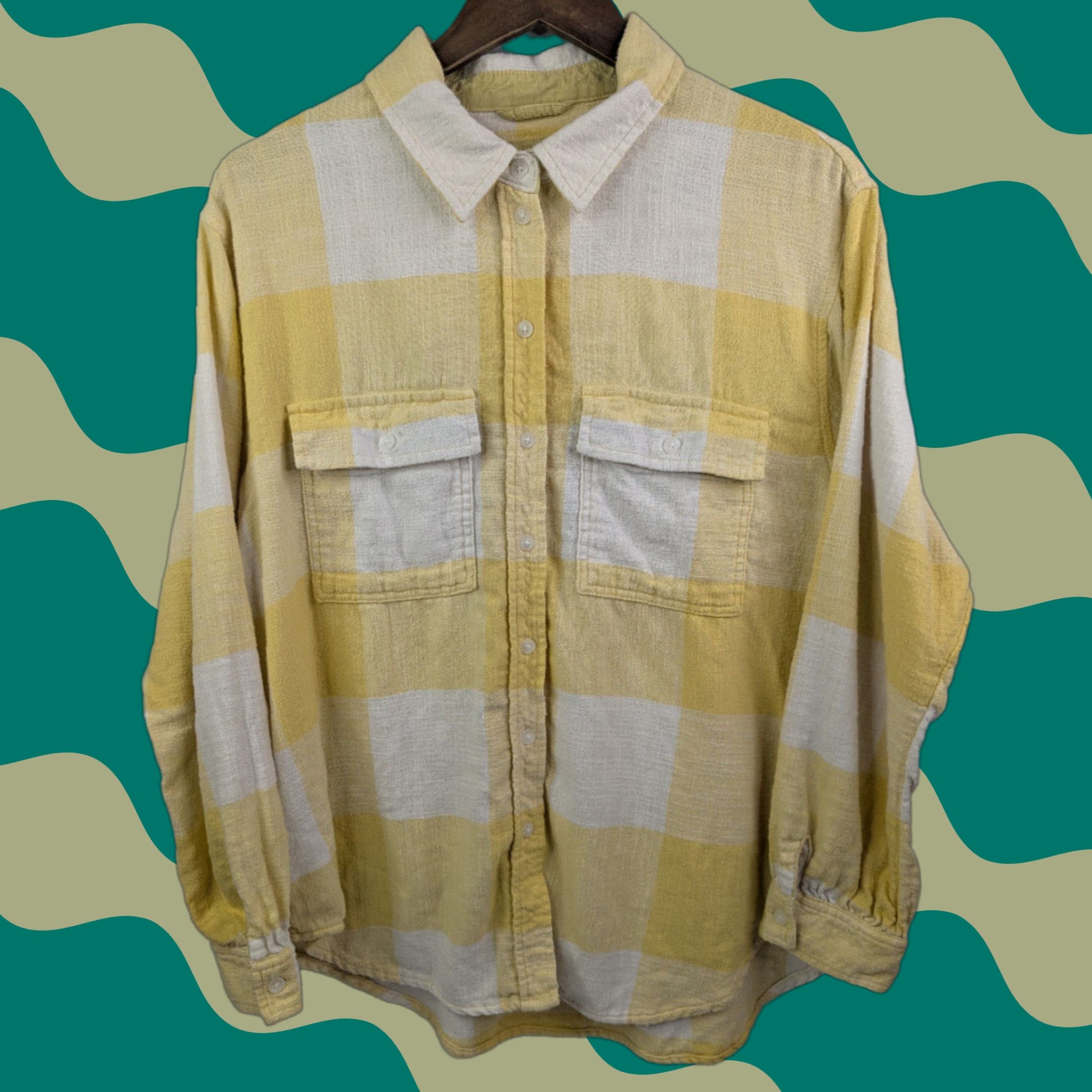 Vintage VINTAGE American Eagle Oversized Flannel Medium Yellow Buffalo Plaid AHH-Mazingly Soft Size US M / EU 48-50 / 2 - 1 Thumbnail