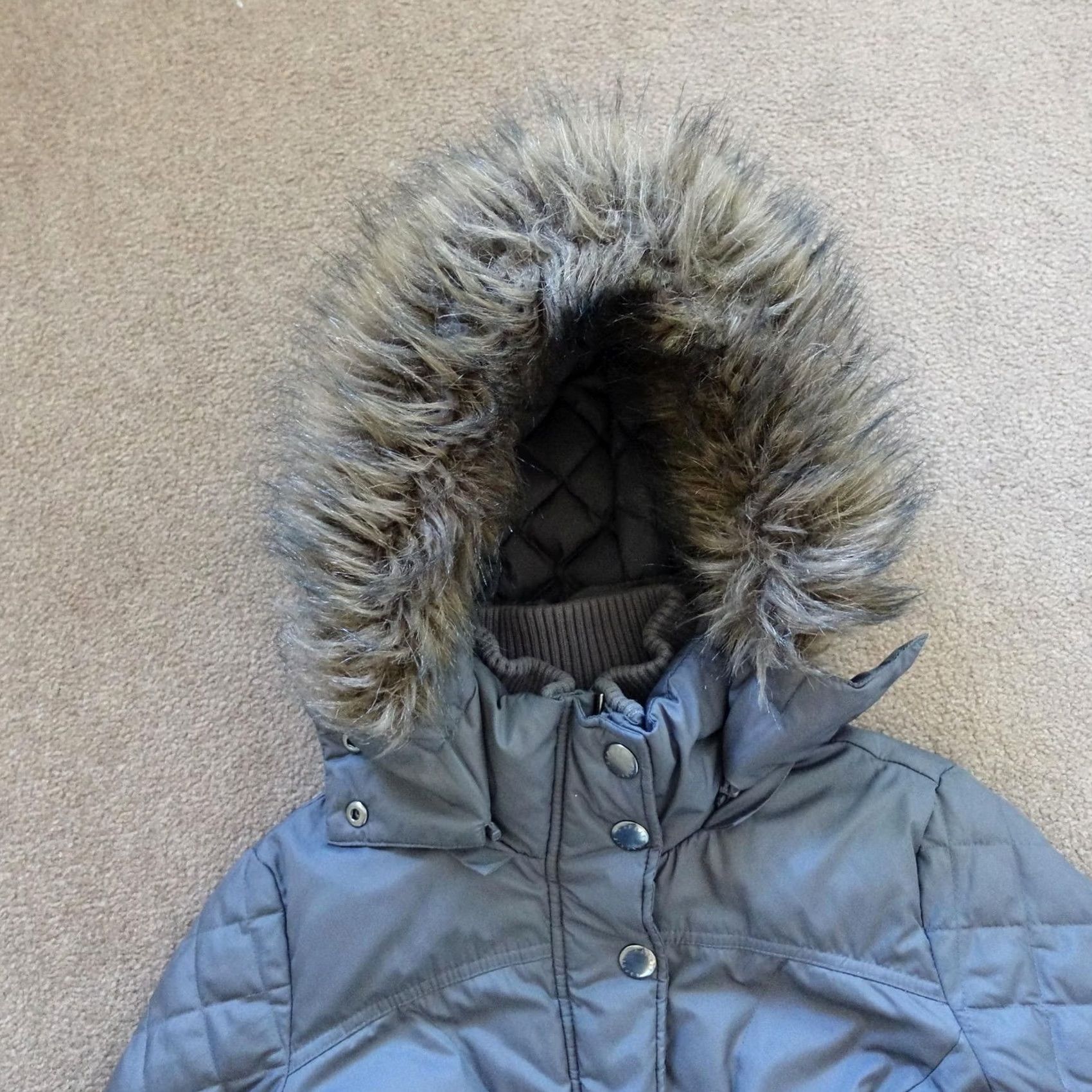 Esprit VINTAGE Esprit Coat Womens 4 Gray Down Puffer Hooded Faux Fur Belt Long Quilted Size S / US 4 / IT 40 - 6 Thumbnail