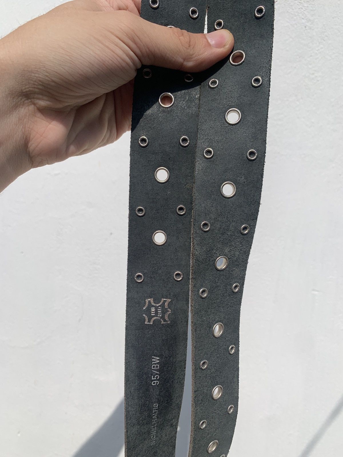 Japanese Brand Vintage 90s Dark Leather Designer Y2K Punk Rhinestones Belt Size ONE SIZE - 12 Thumbnail