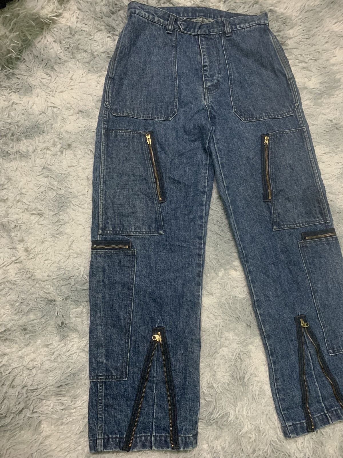 Japanese Brand 90s ABSTRISE BAGGY PANT MULTIPOCKET RARE DESIGN Size US 32 / EU 48 - 3 Thumbnail
