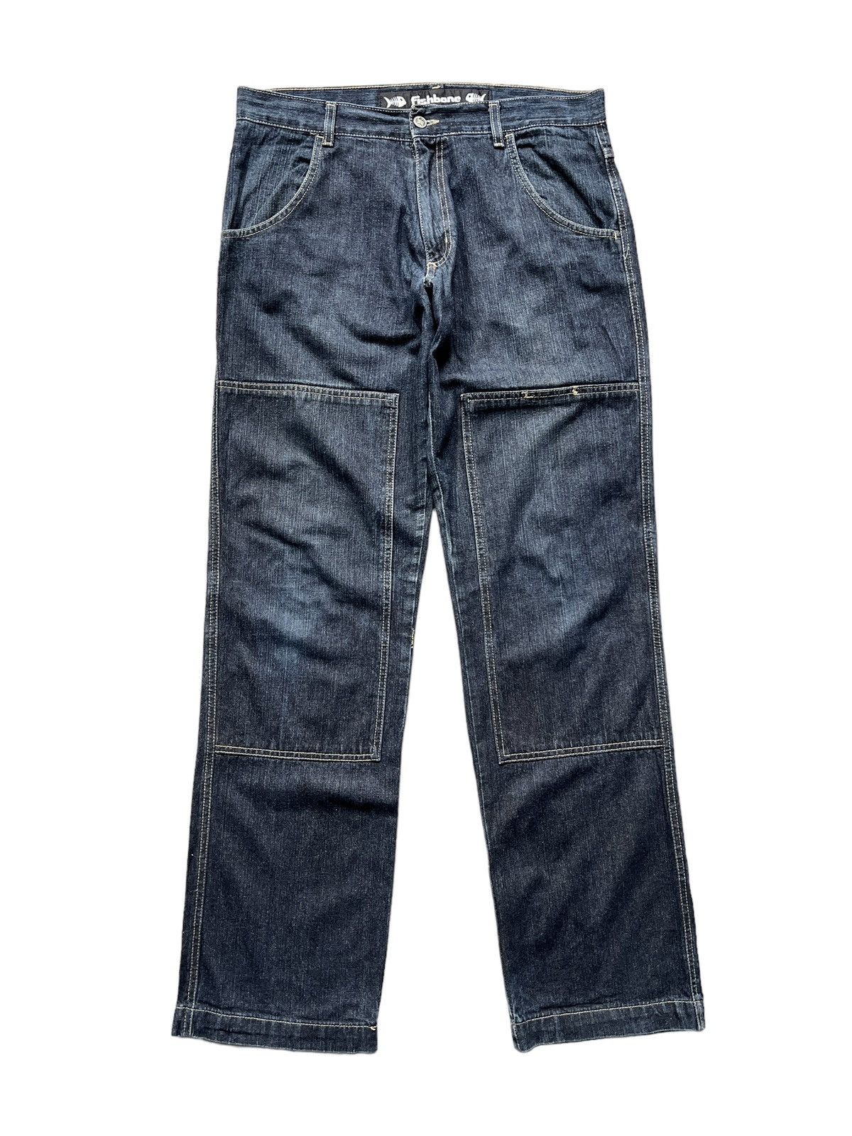 image of Y2K Fishbone Double Knee Baggy Denim Jnco Style, Men's (Size 35)