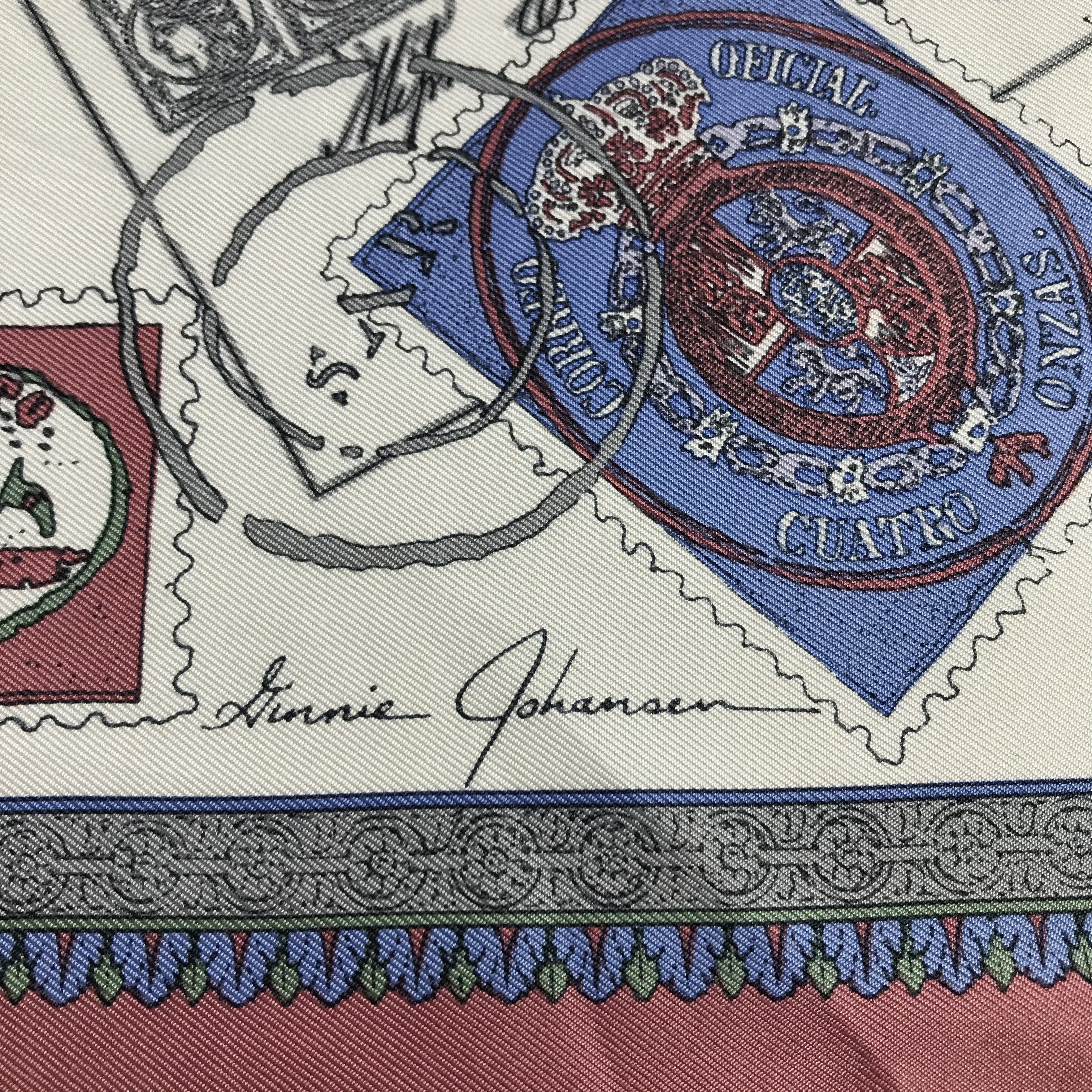 Vintage Ginnie Johansen Stamps Silk Scarf M108 Size ONE SIZE - 4 Thumbnail