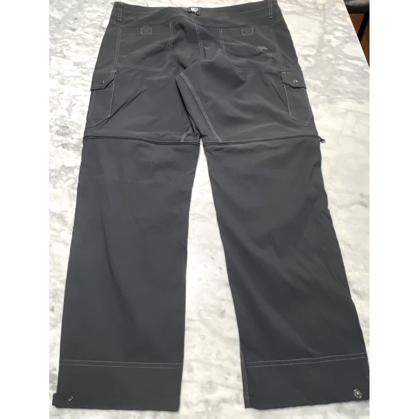 Vintage Kuhl Stealth Convertible Pants Men 40x30 Dark Gray Nylon Elastodiene Cargo Pocket Hiking Outdoors Regular Rise Mid-Flat Front Convertible pants Mens Size US 40 / EU 56 - 6 Thumbnail