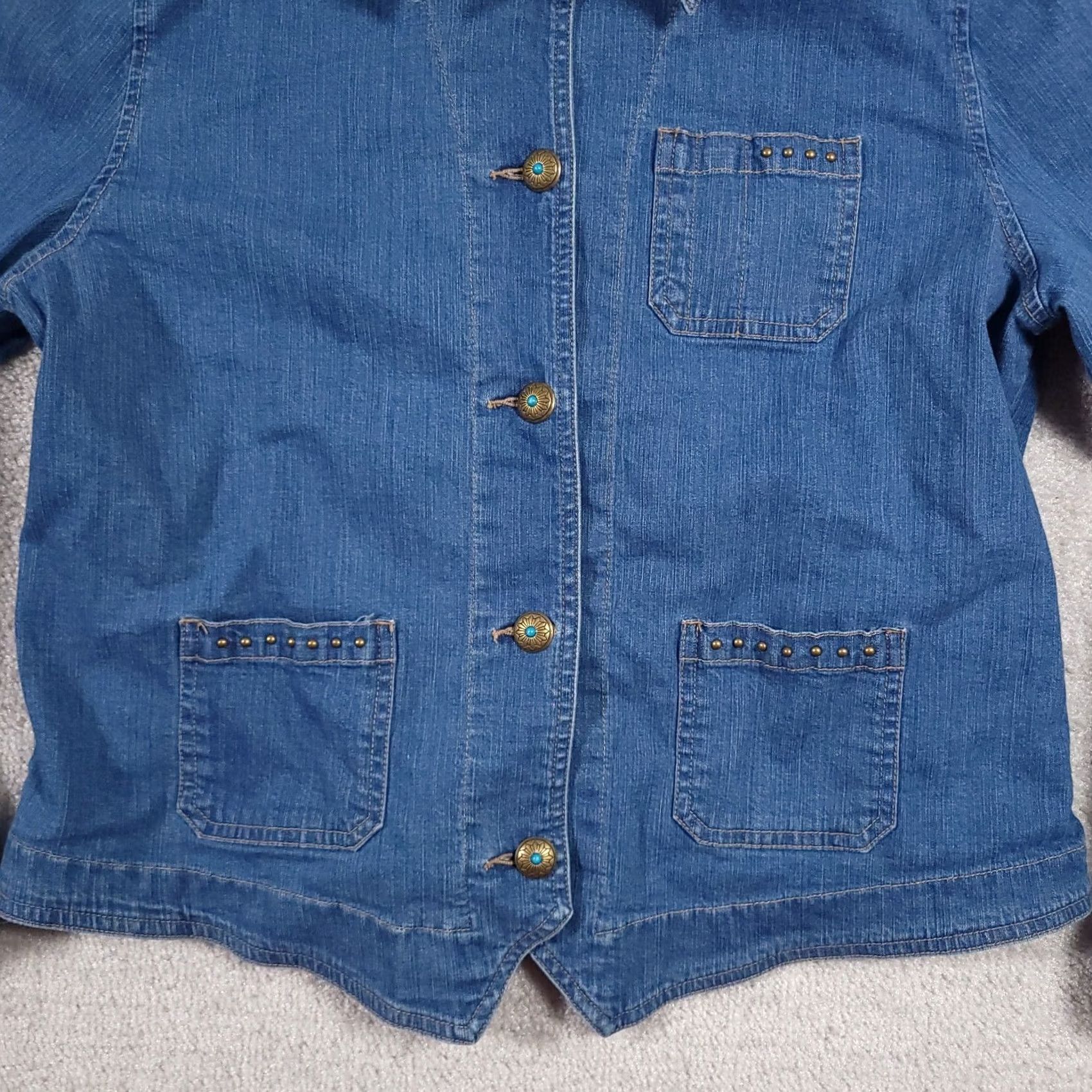 Vintage Koret City Blues Blue Button Up Denim Jacket Women's Large Pockets Western Jacket/Coat Short Sleeve? Size L / US 10 / IT 46 - 5 Thumbnail