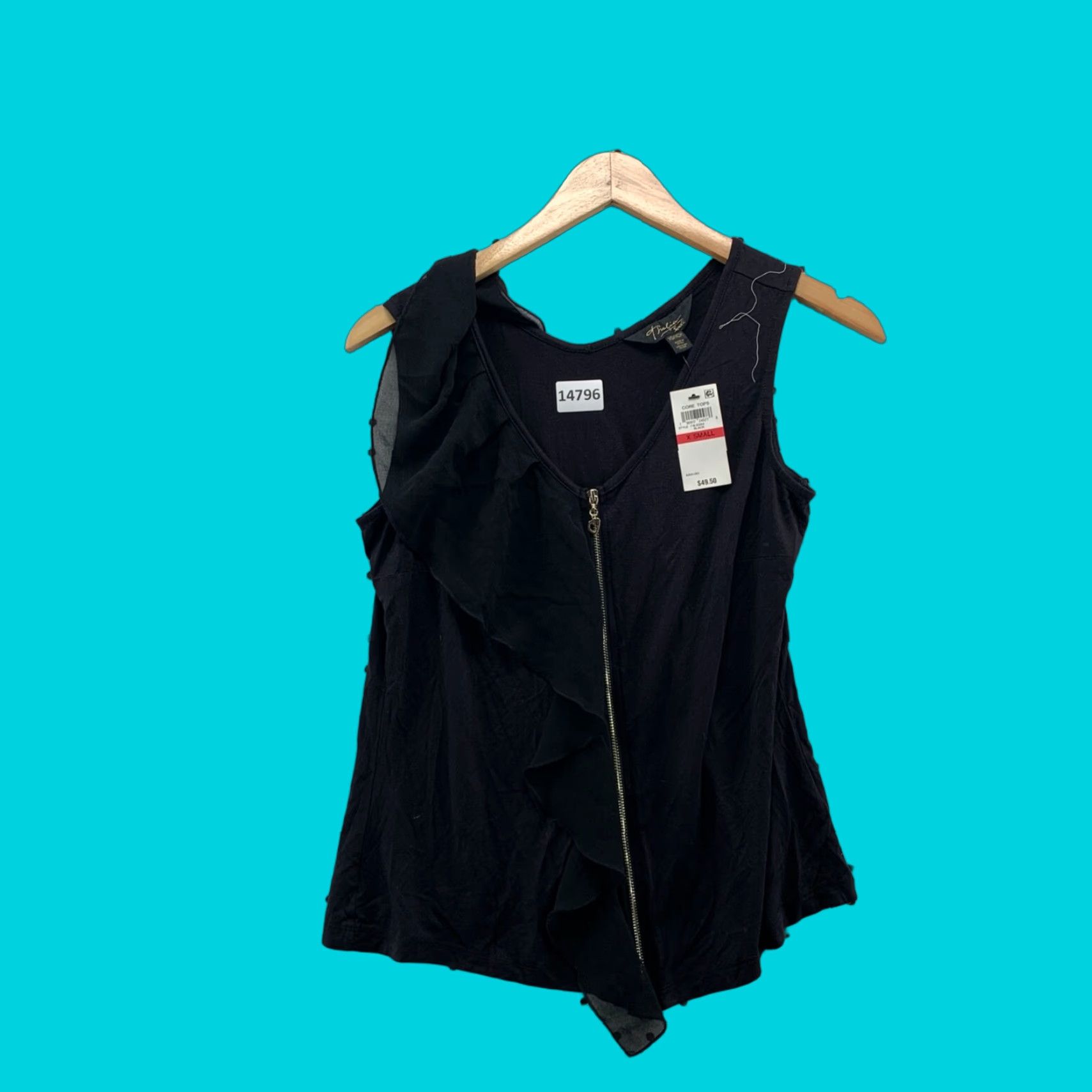 Vintage NEW Thalia Sodi Blouse Womens Sleeveless Front Zipper XS Black Fashion Core Size XS / US 0-2 / IT 36-38 - 1 Thumbnail