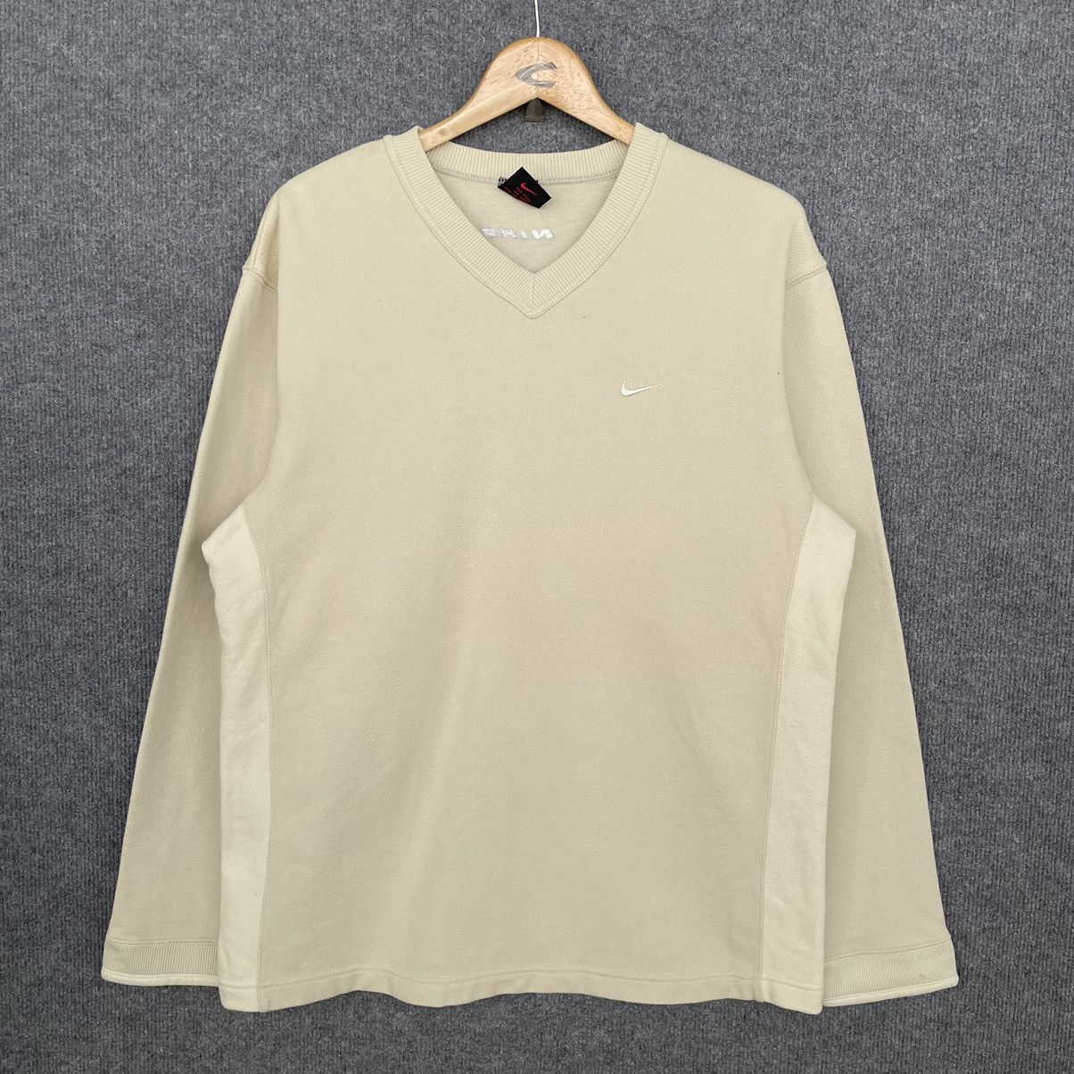 Nike × Vintage Vintage 2000s Nike Essentials Beige Sweatshirt Size US M / EU 48-50 / 2 - 1 Thumbnail