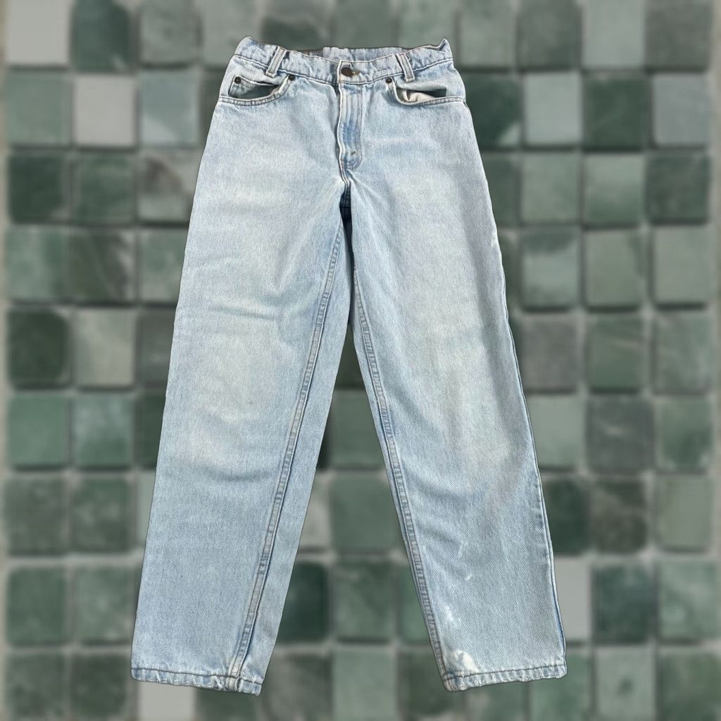VINTAGE Levi's 90s 550 Student Orange Tab Jeans 26x27 Blue Denim Relaxed Fit Mens