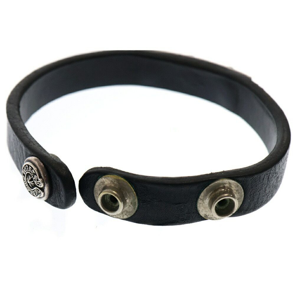 Chrome Hearts CHROME HEARTS LEATHER SILVER HEART CUFF PLATE BRACELET Size ONE SIZE - 7 Thumbnail