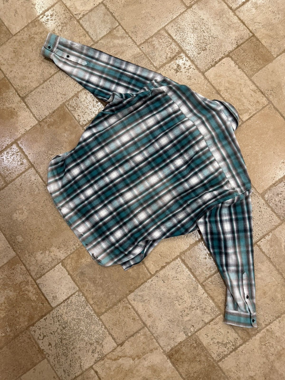 Maison MIHARA YASUHIRO Maison Mihara Yasuhiro Distressed Green Check Flannel Shirt Size US L / EU 52-54 / 3 - 14 Thumbnail