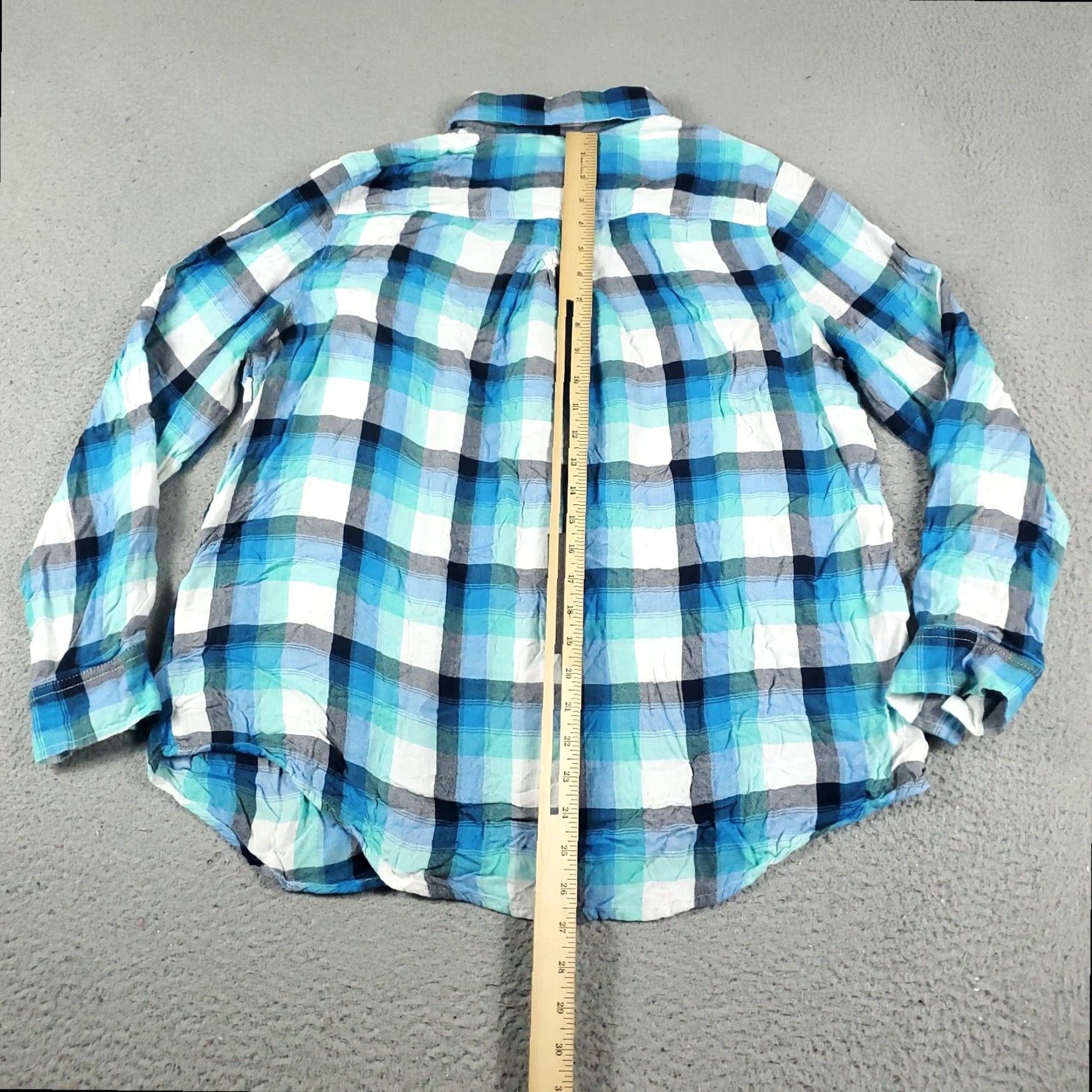 Tommy Hilfiger Tommy Hilfiger Womens XL Blue Plaid Long Sleeve Button Up Shirt Cotton Size XL / US 12-14 / IT 48-50 - 3 Thumbnail