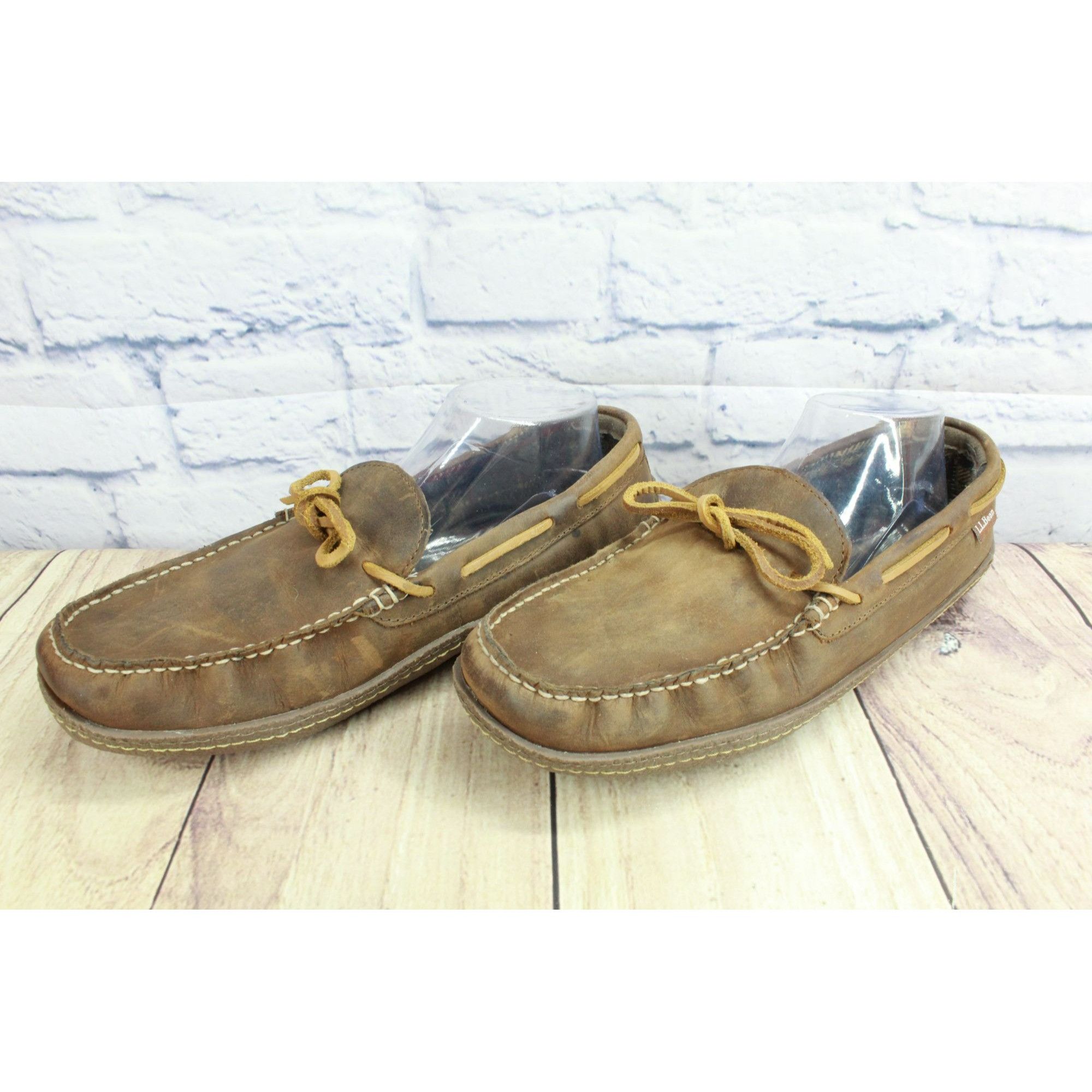 L.L. Bean × Leather LL Bean Flannel-Lined Flexible Crepe Handsewn Slippers Size US 10 / EU 43 - 2 Thumbnail