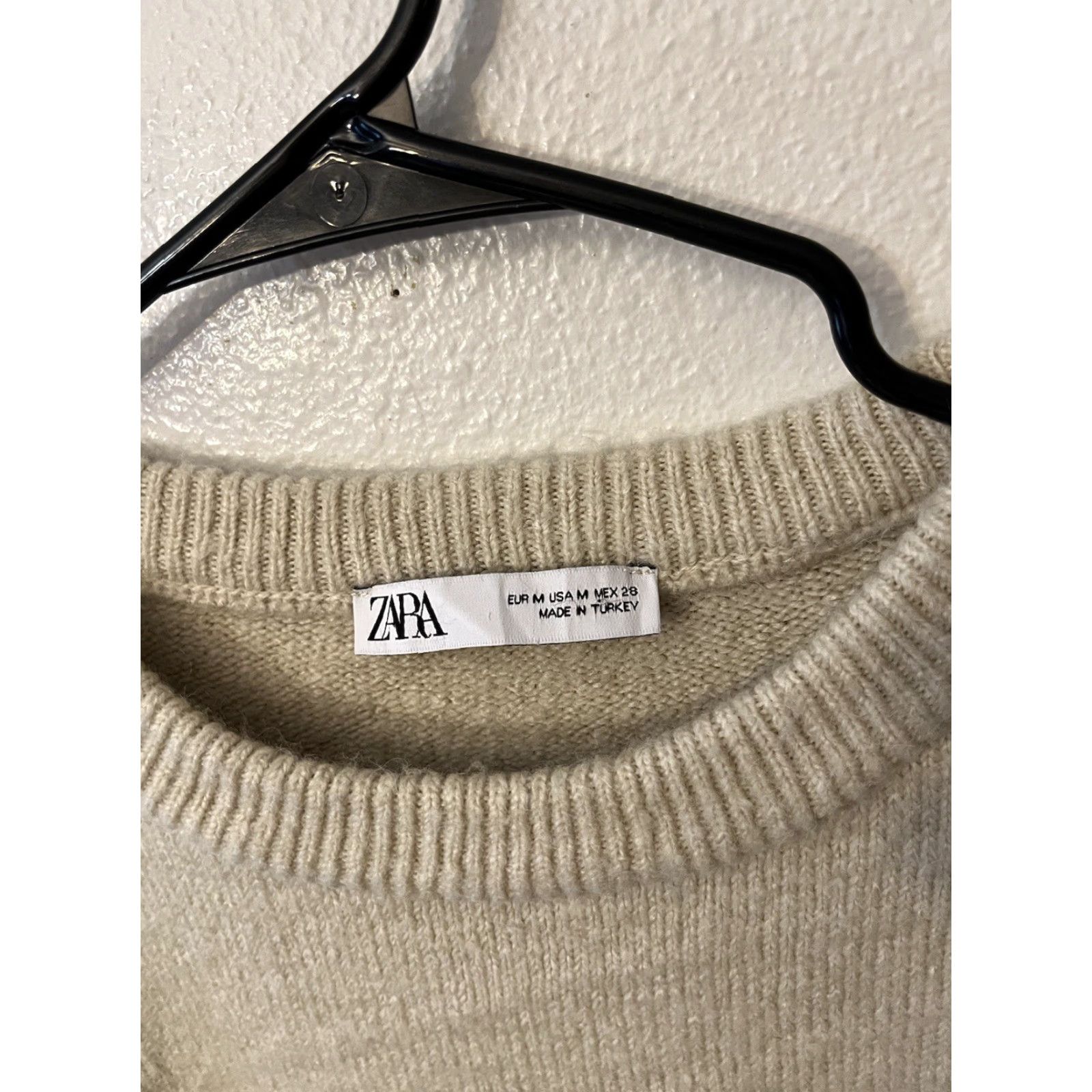 Zara ZARA Check Knit Sweater Womens Medium Beige Crewneck Pullover Stretch Acrylic Casual 80s 90s Bohemian Size M / US 6-8 / IT 42-44 - 2 Thumbnail