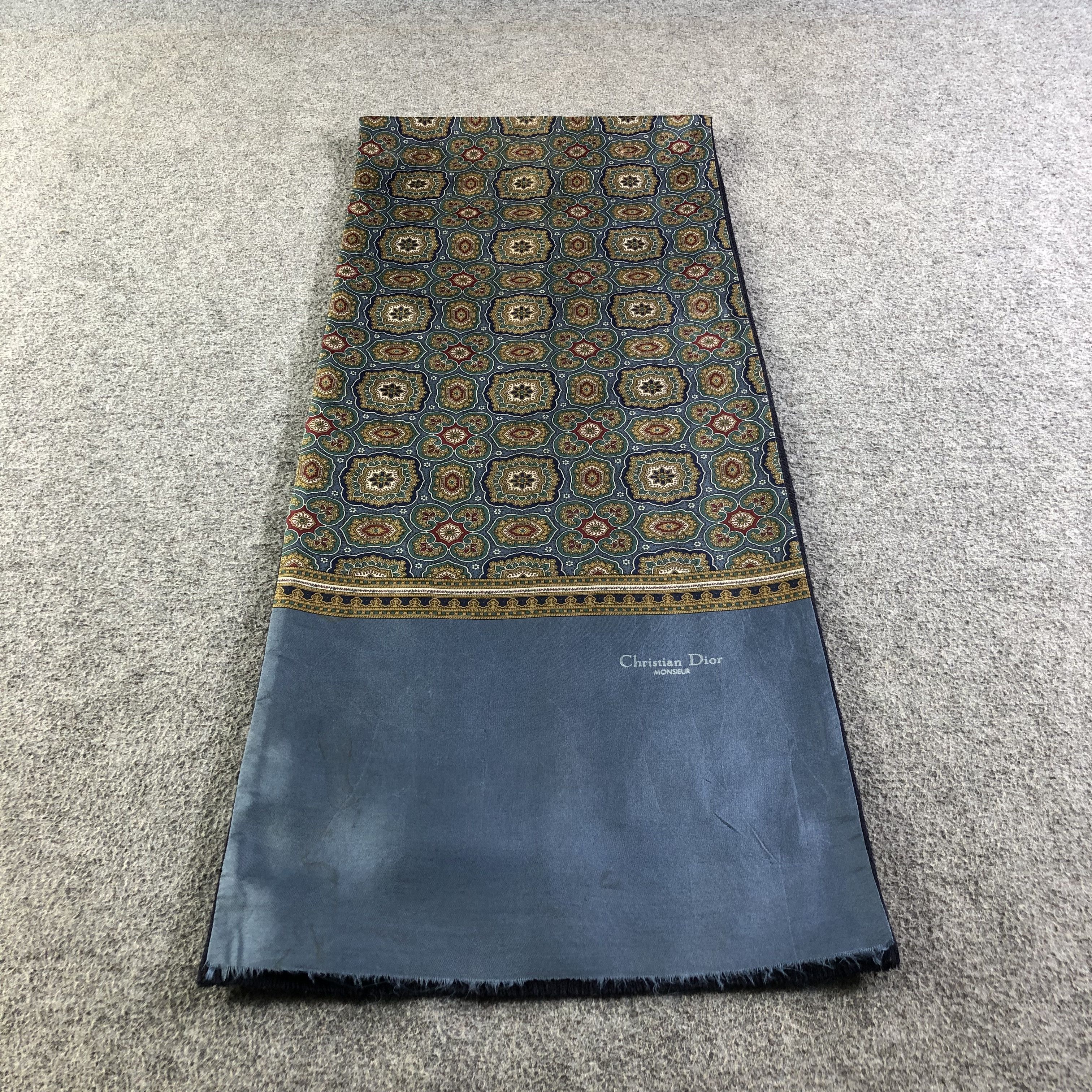 Christian Dior Monsieur Christian Dior Silk Wool Scarf Muffler V1736 Size ONE SIZE - 2 Thumbnail