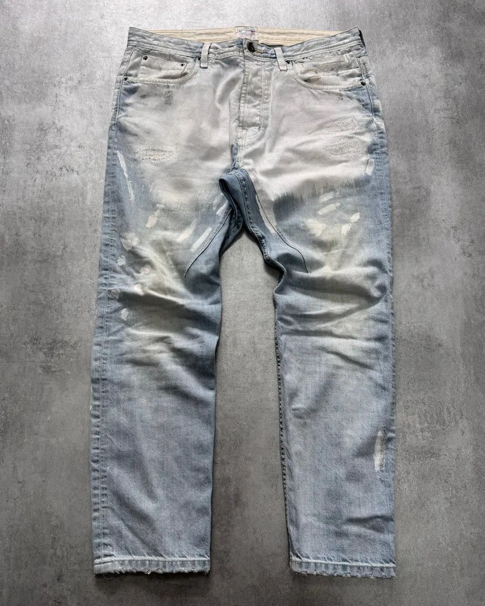 Dolce & Gabbana 2000s Dolce & Gabbana Hand-Painted White Blue Distressed Denim Jeans Size US 31 - 1 Thumbnail