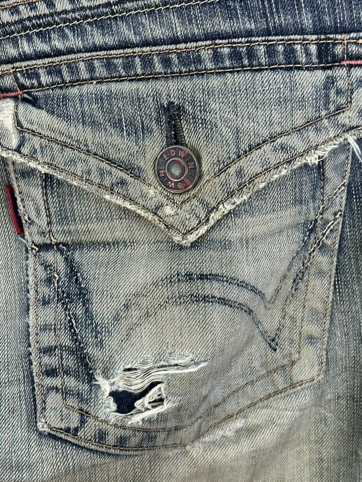 Kapital Edwin 503 Blue Trip Distressed Denim Jeans Size US 32 / EU 48 - 12 Thumbnail