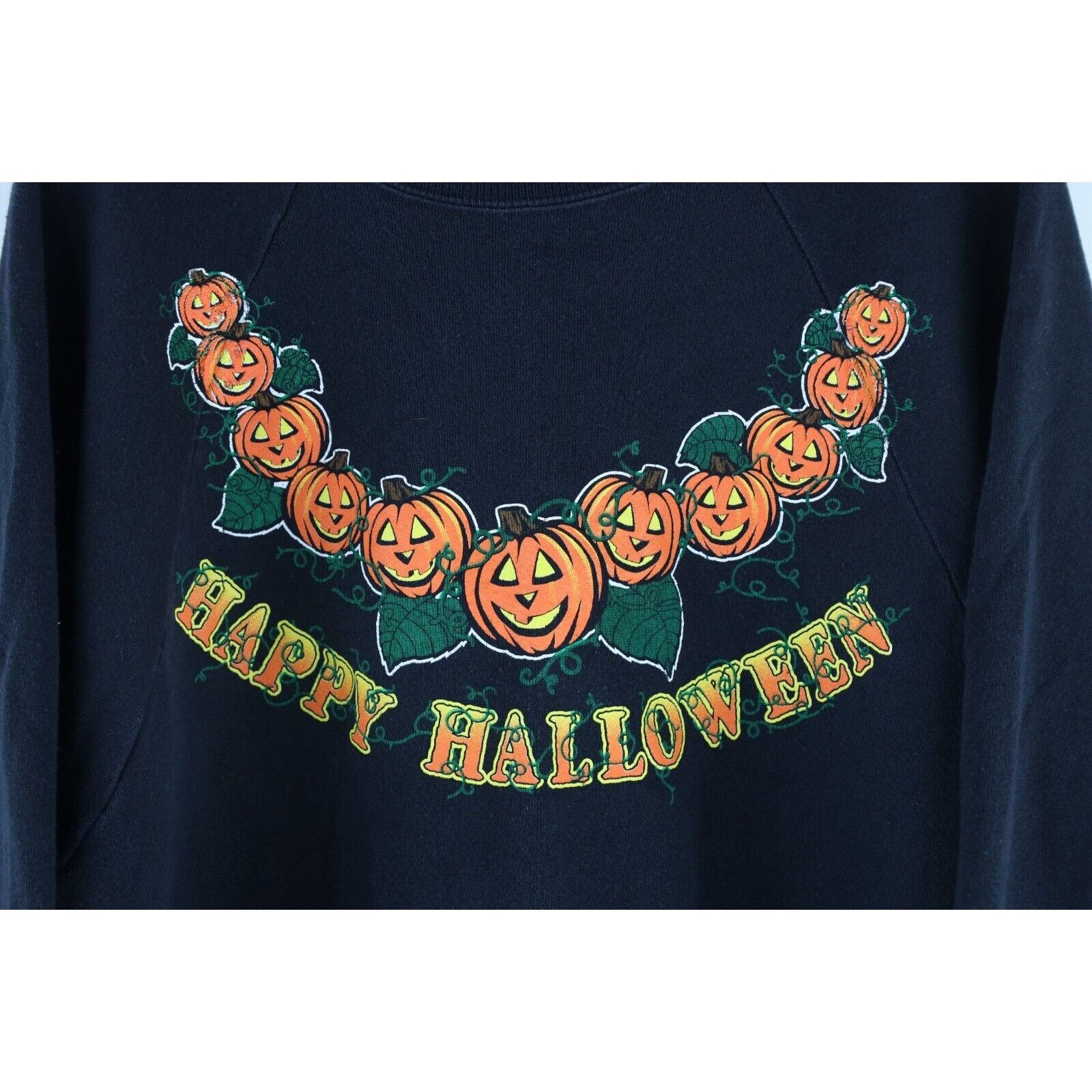 Vintage Vintage 90s Streetwear Happy Halloween Pumpkin Sweatshirt Size L / US 10 / IT 46 - 3 Thumbnail
