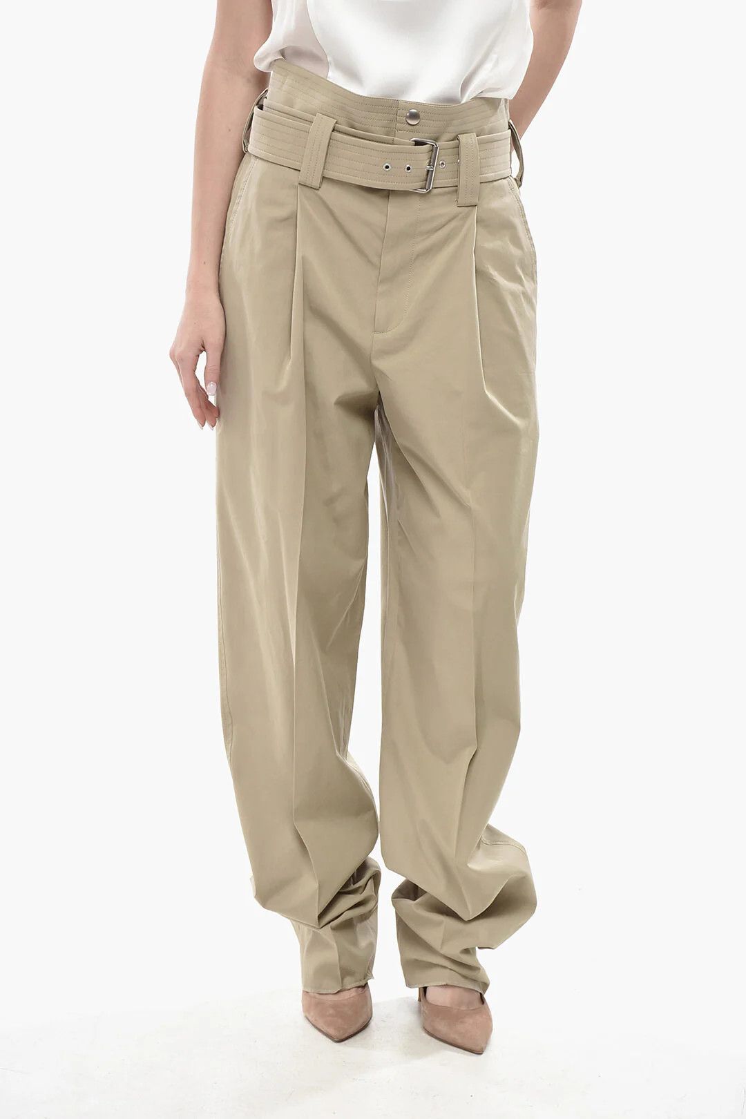 Bottega Veneta og1mm0426 Carrot-Fit Pant in Beige Size 27" / US 4 / IT 40 - 1 Thumbnail
