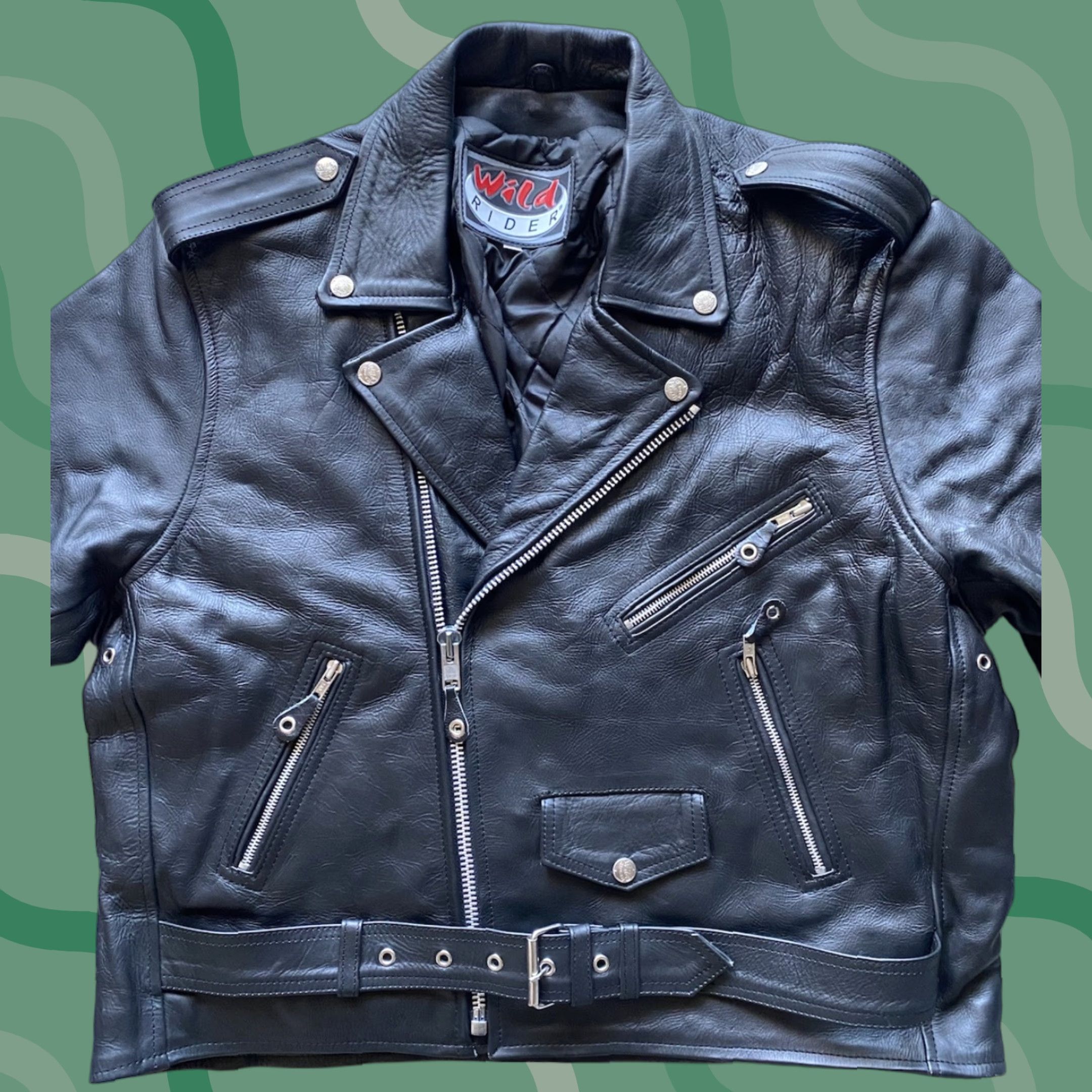 Vintage VINTAGE Wild Rider Leather Motorcycle Jacket Men’s 48 Black Jacket Biker 90s Mens Size US M / EU 48-50 / 2 - 1 Thumbnail